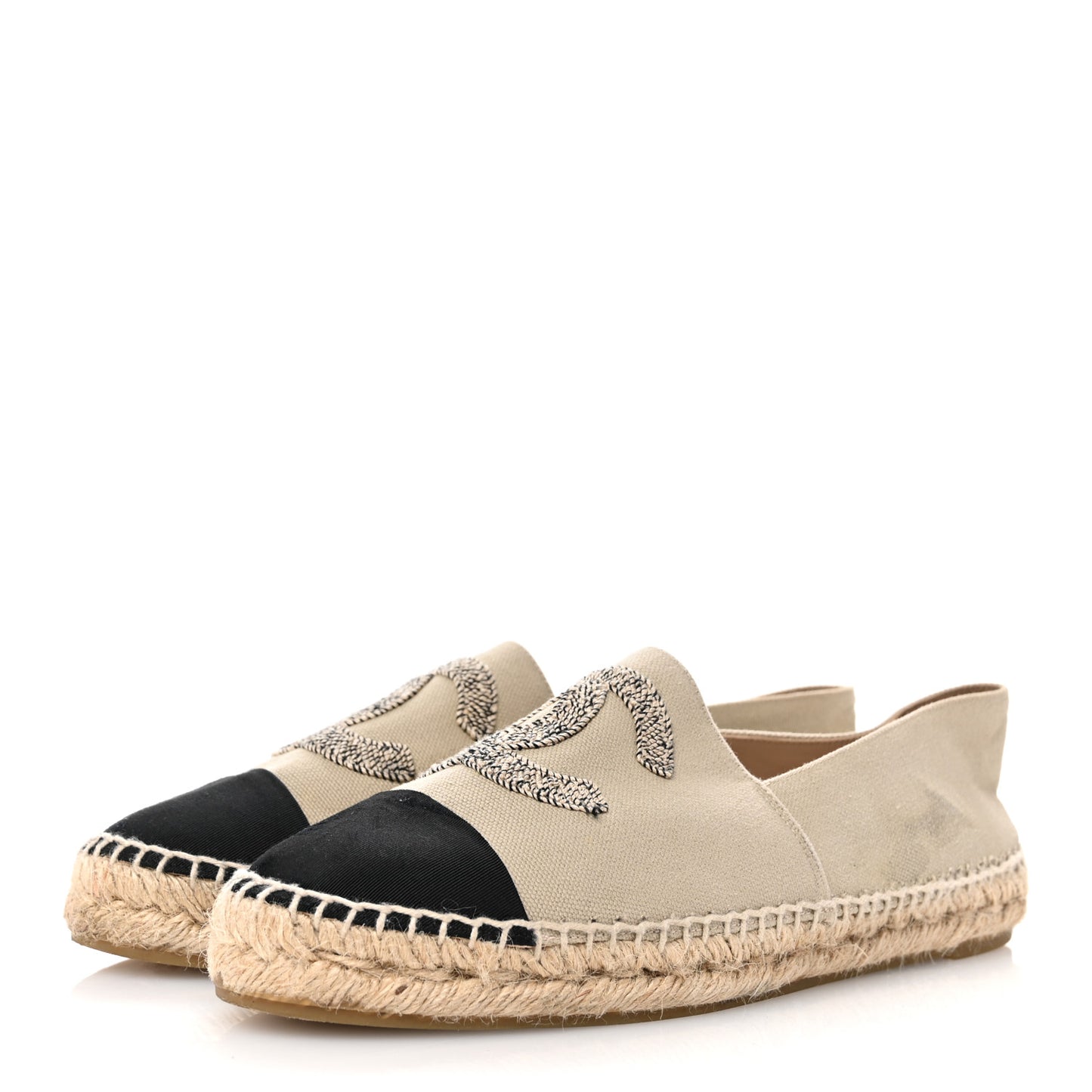 Canvas Grosgrain CC Espadrilles 40 Light Green Black
