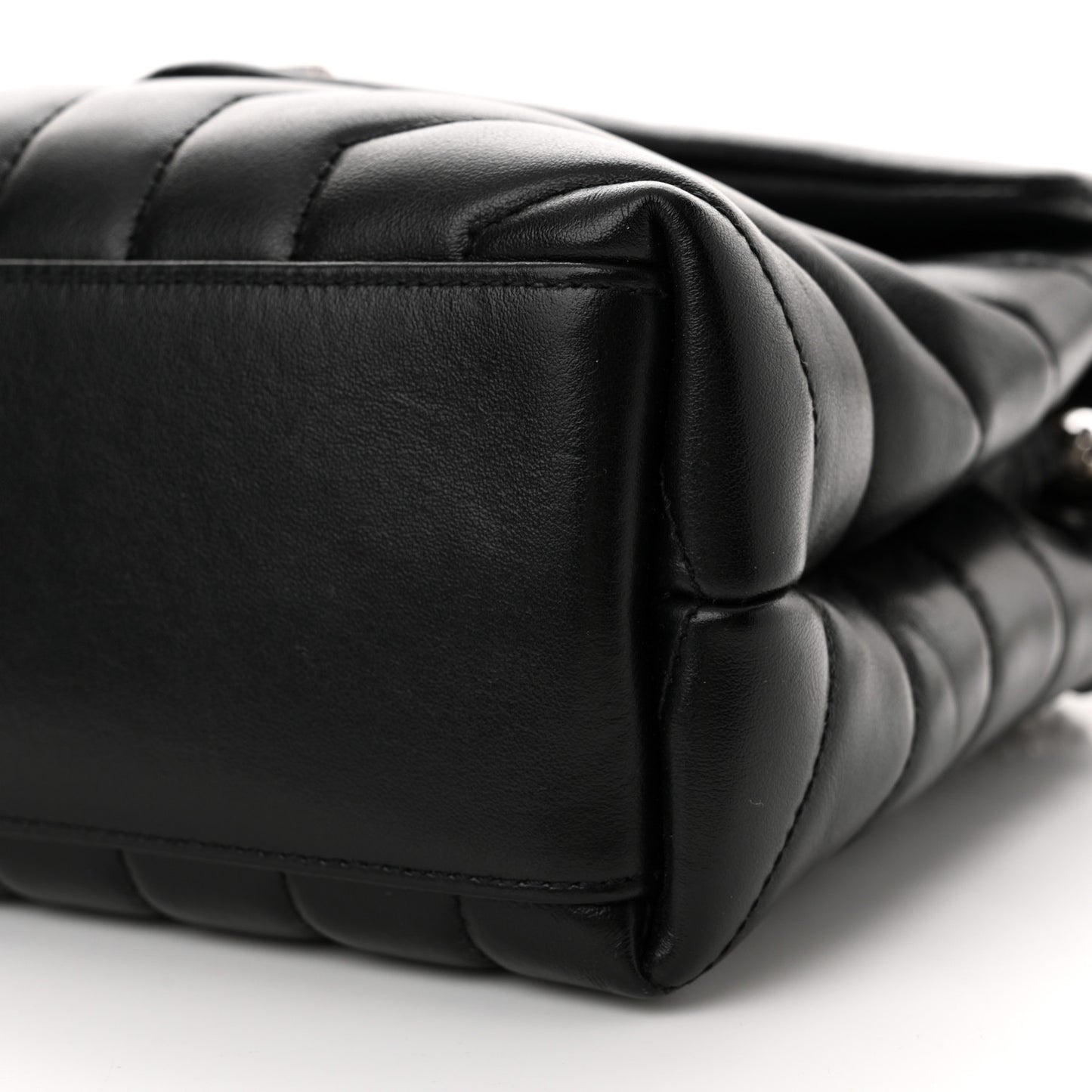 Calfskin Y Quilted Monogram Small Loulou Chain Satchel Black
