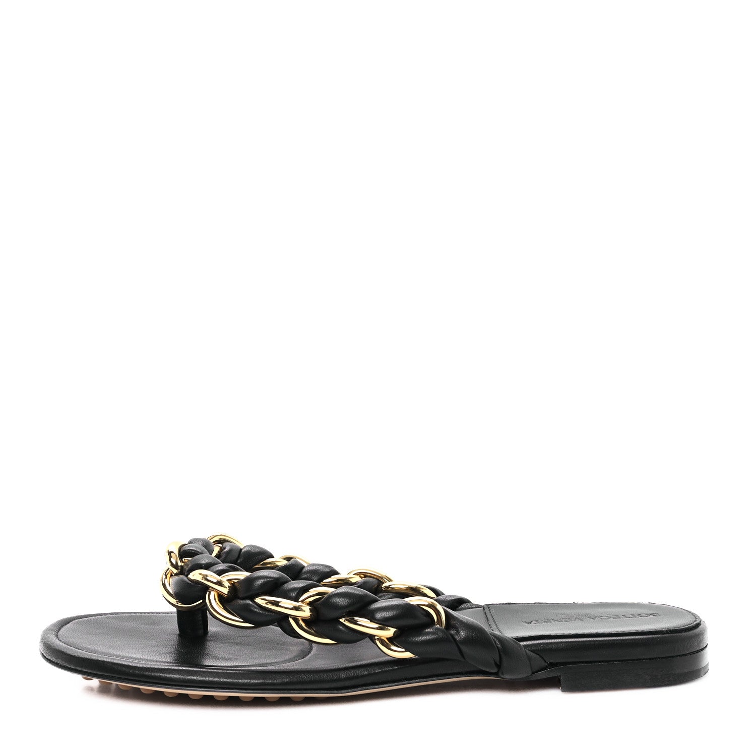 Bottega Veneta Nappa Chain Dot Flat Sandals 39.5 Black 1681686
