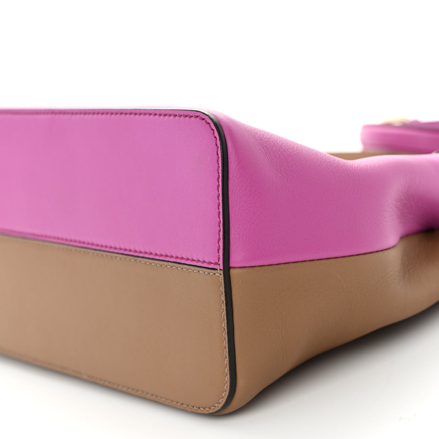 Vitello Seta Nappa Plexiglass Bi-Color Mini Peekaboo Iconic Satchel Bouganville Sand