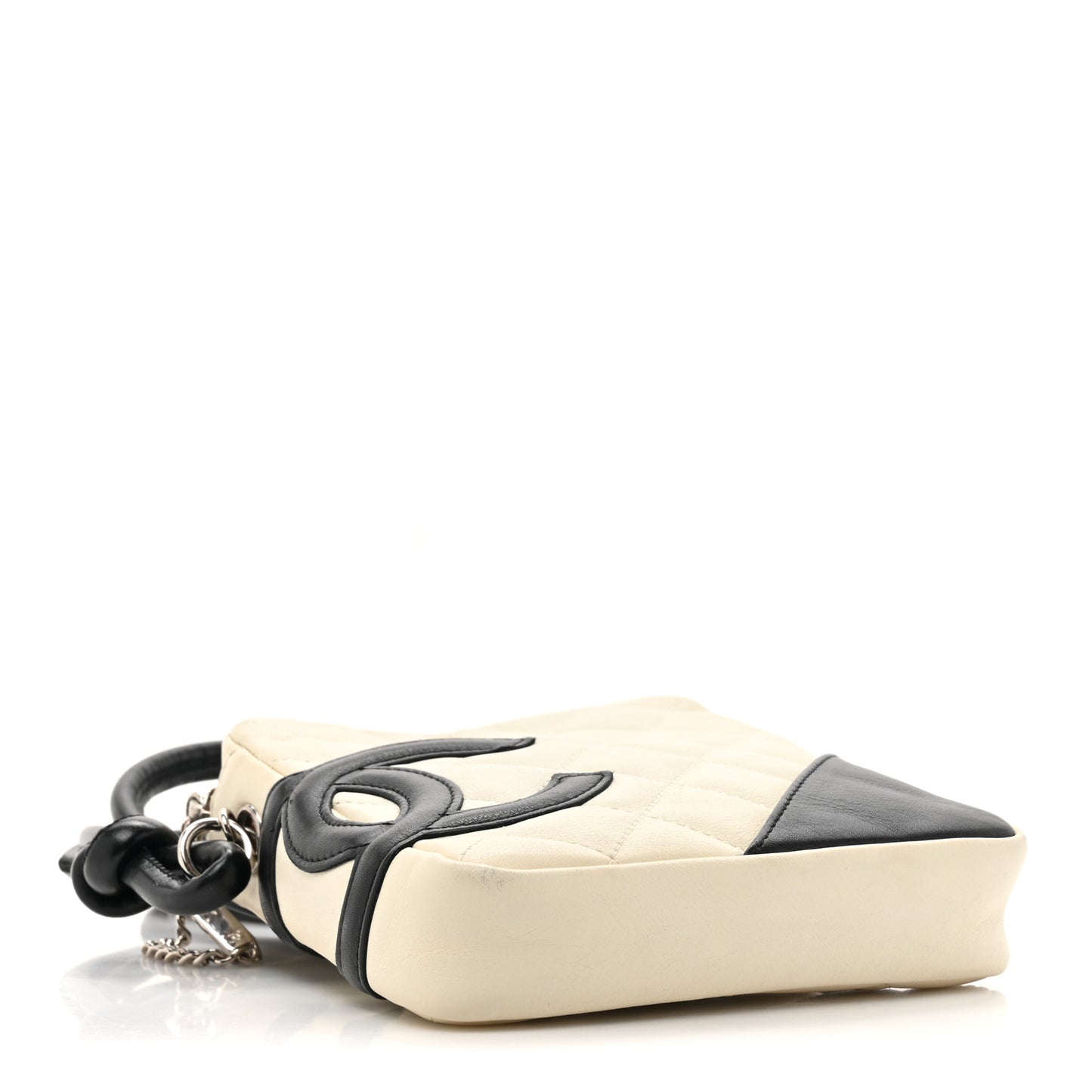 Calfskin Quilted Cambon Small Messenger White Black