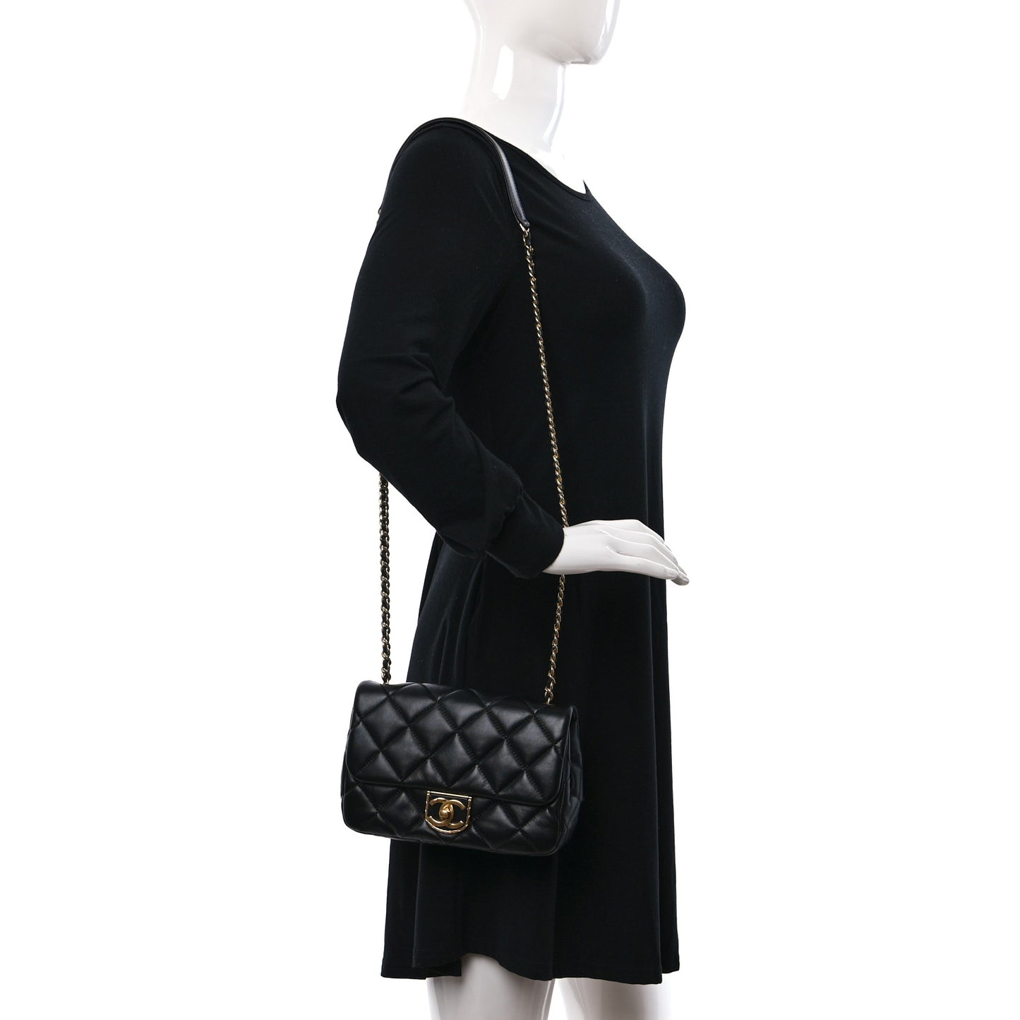 Lambskin Quilted Mini Flap Black