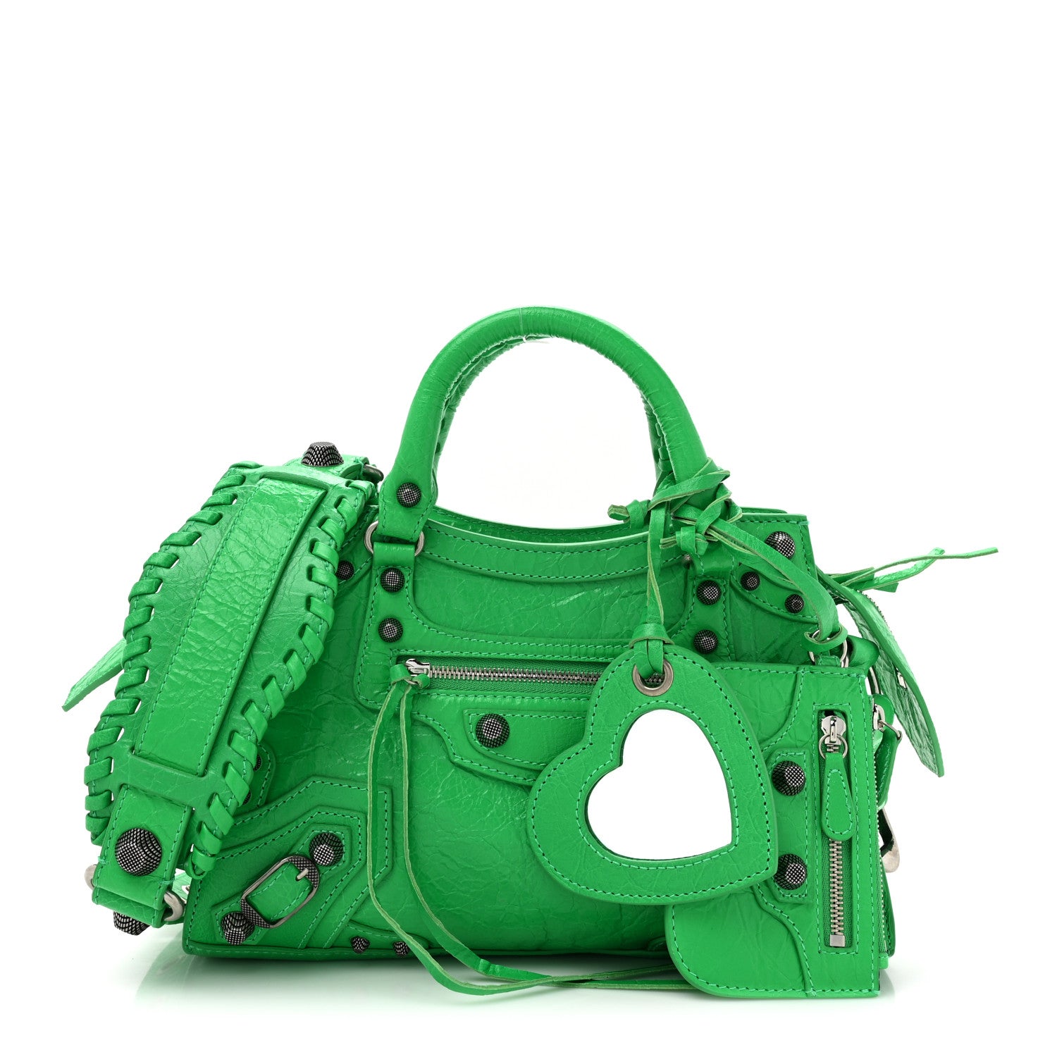 Balenciaga Agneau Arena Small Neo Cagole City Handbag Vivid Green