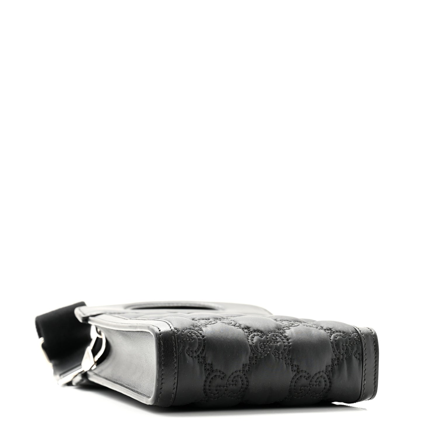 Nylon Calfskin Enamel GG Matelasse Mini Top Slip Handle Crossbody Bag Black