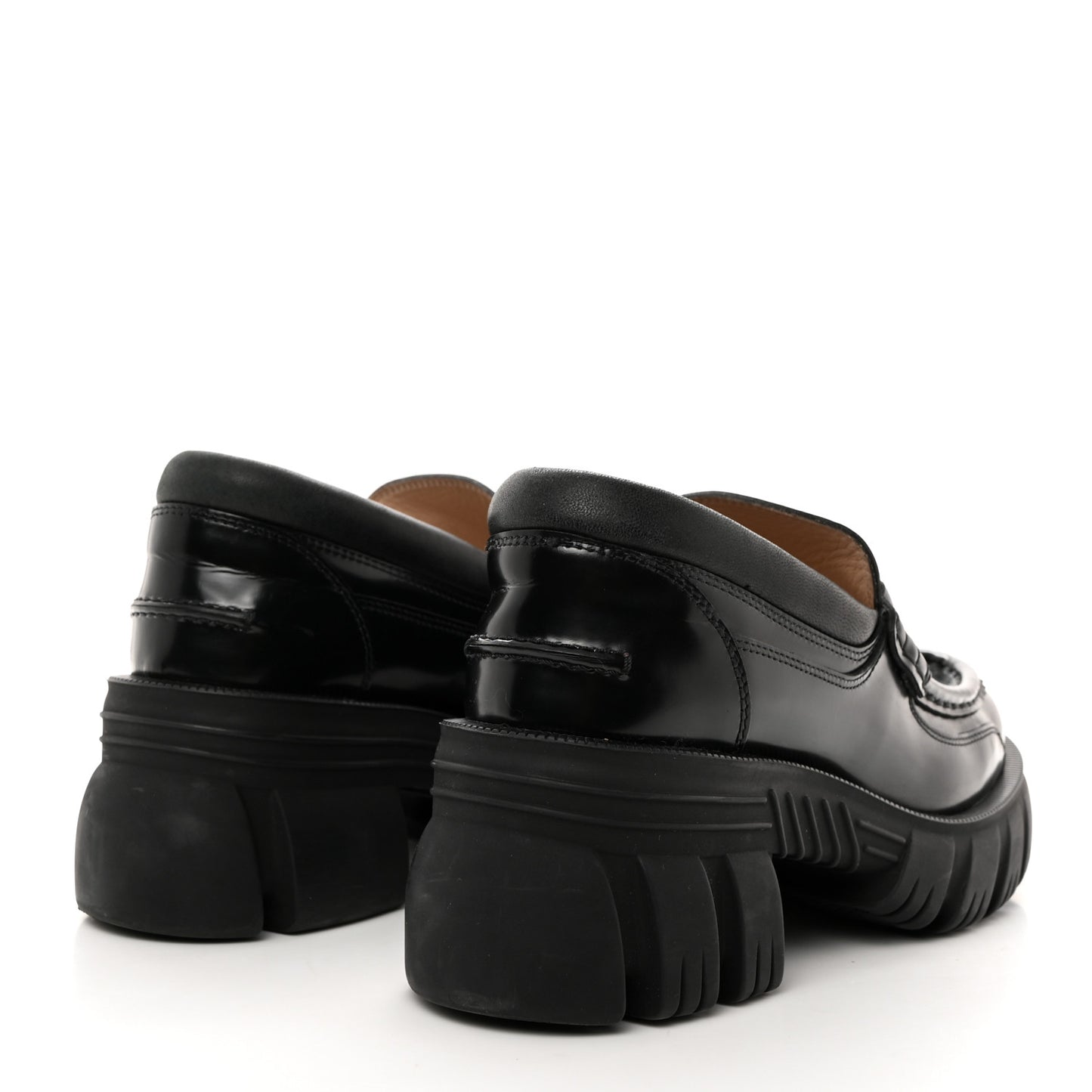 Magnum Calfskin Nappa Samoa Womens Horsebit Platform Chunky Lug Sole 40mm Loafers 38 Black