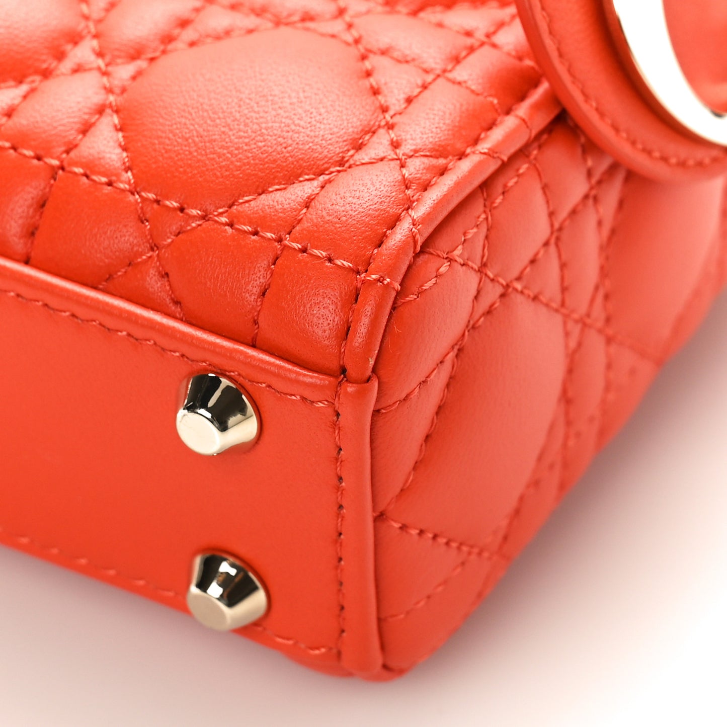 Lambskin Cannage Micro Lady Dior Orange