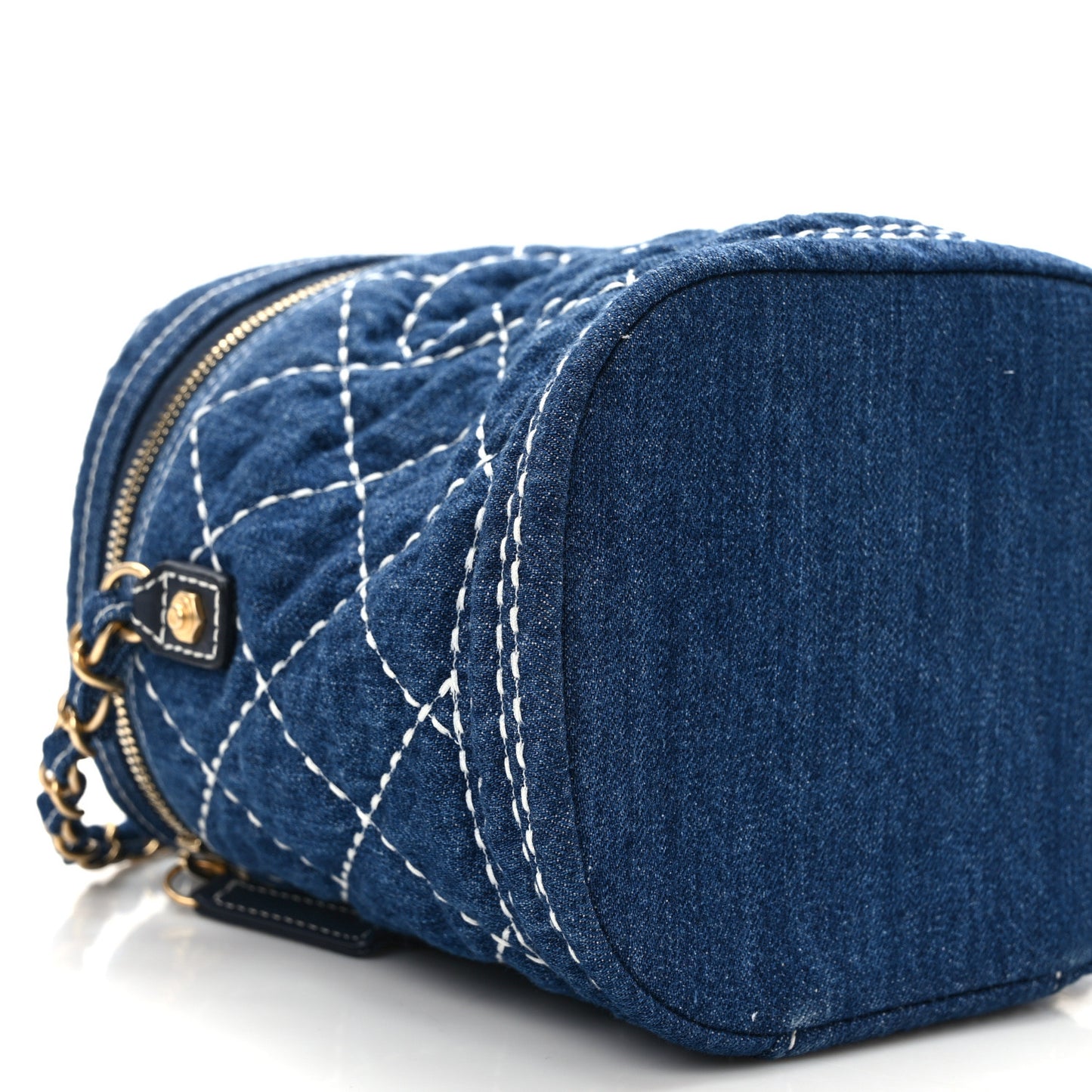 Denim Quilted Denim Trip Vanity Cosmetic Case Blue