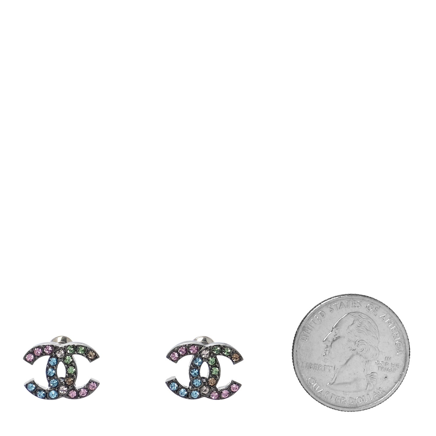 Chanel Ruthenium Crystal CC Earrings Multicolor 2 of 5