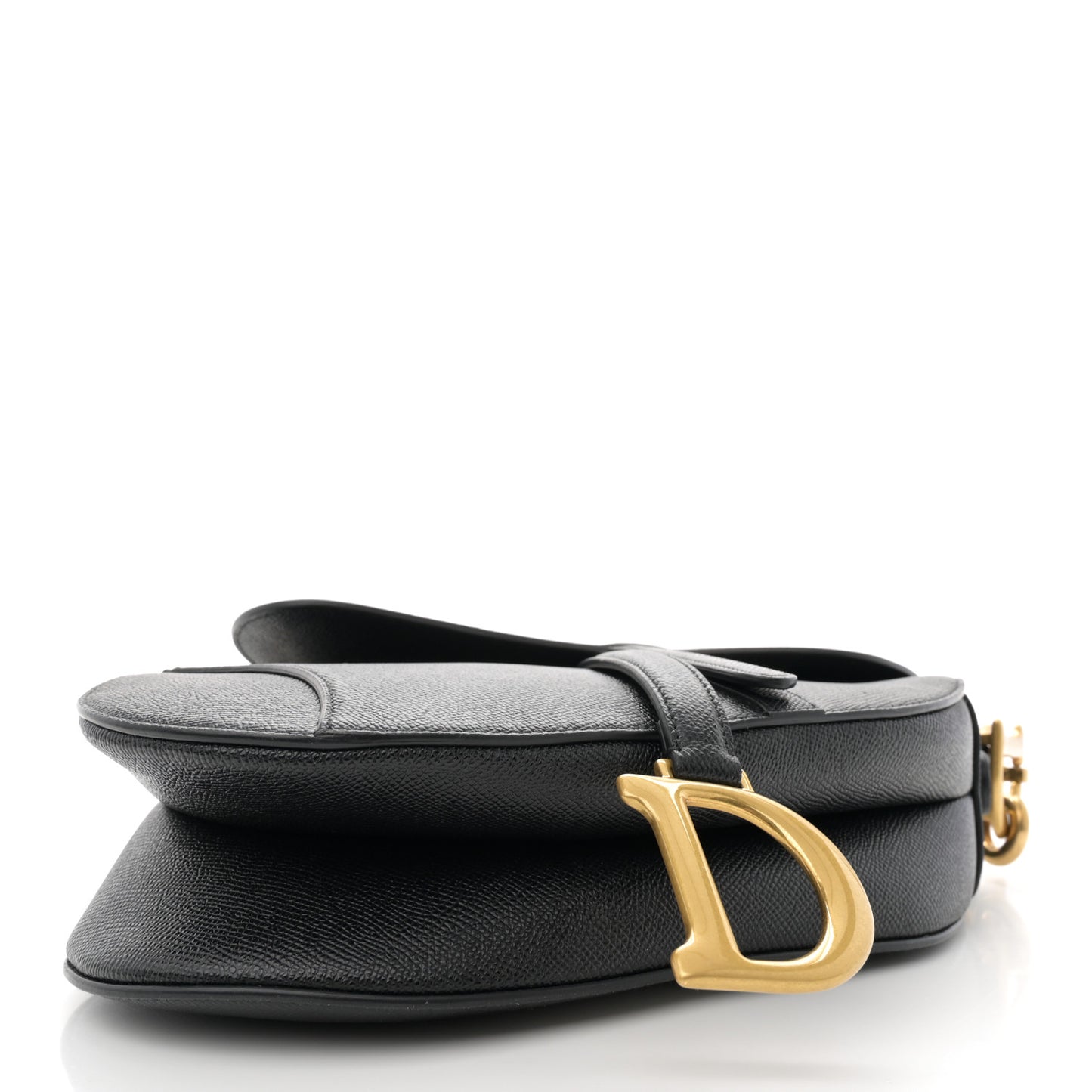 Grained Calfskin Saddle Bag With Strap Black