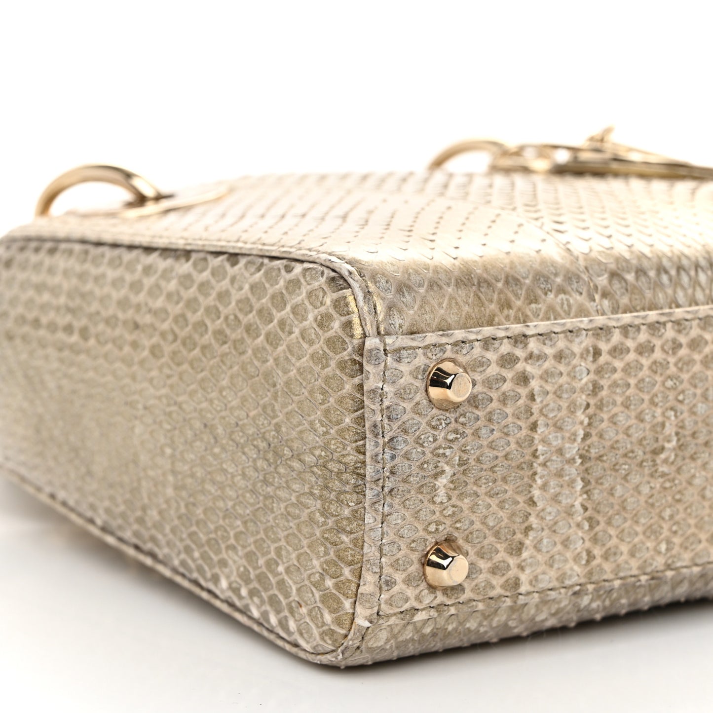 Metallic Snakeskin Mini Lady Dior Light Gold Multi