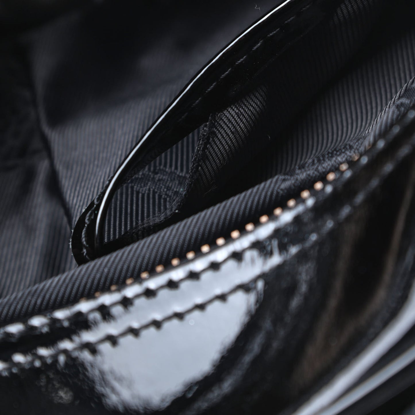 Prorsum Perforated Patent Calfskin Knight Satchel Black