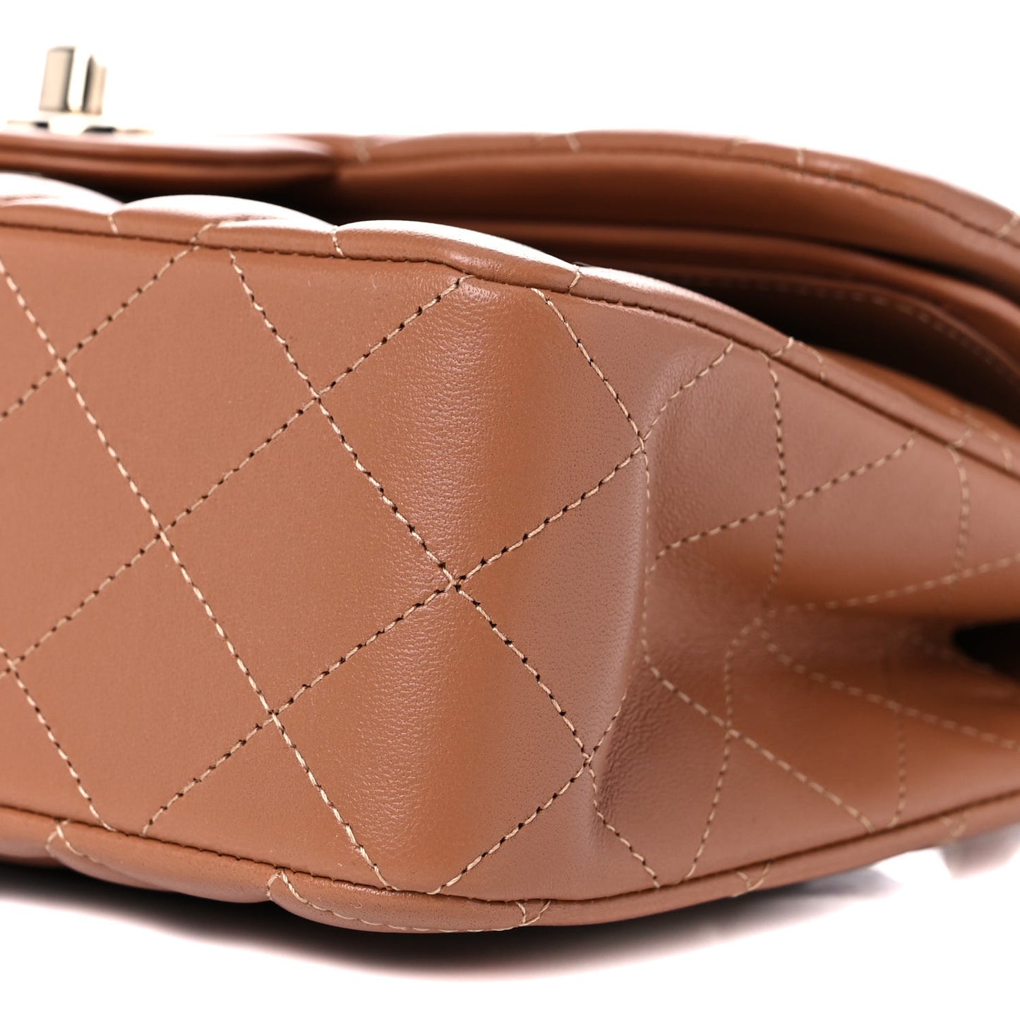 Lambskin Quilted Small Double Flap Brown