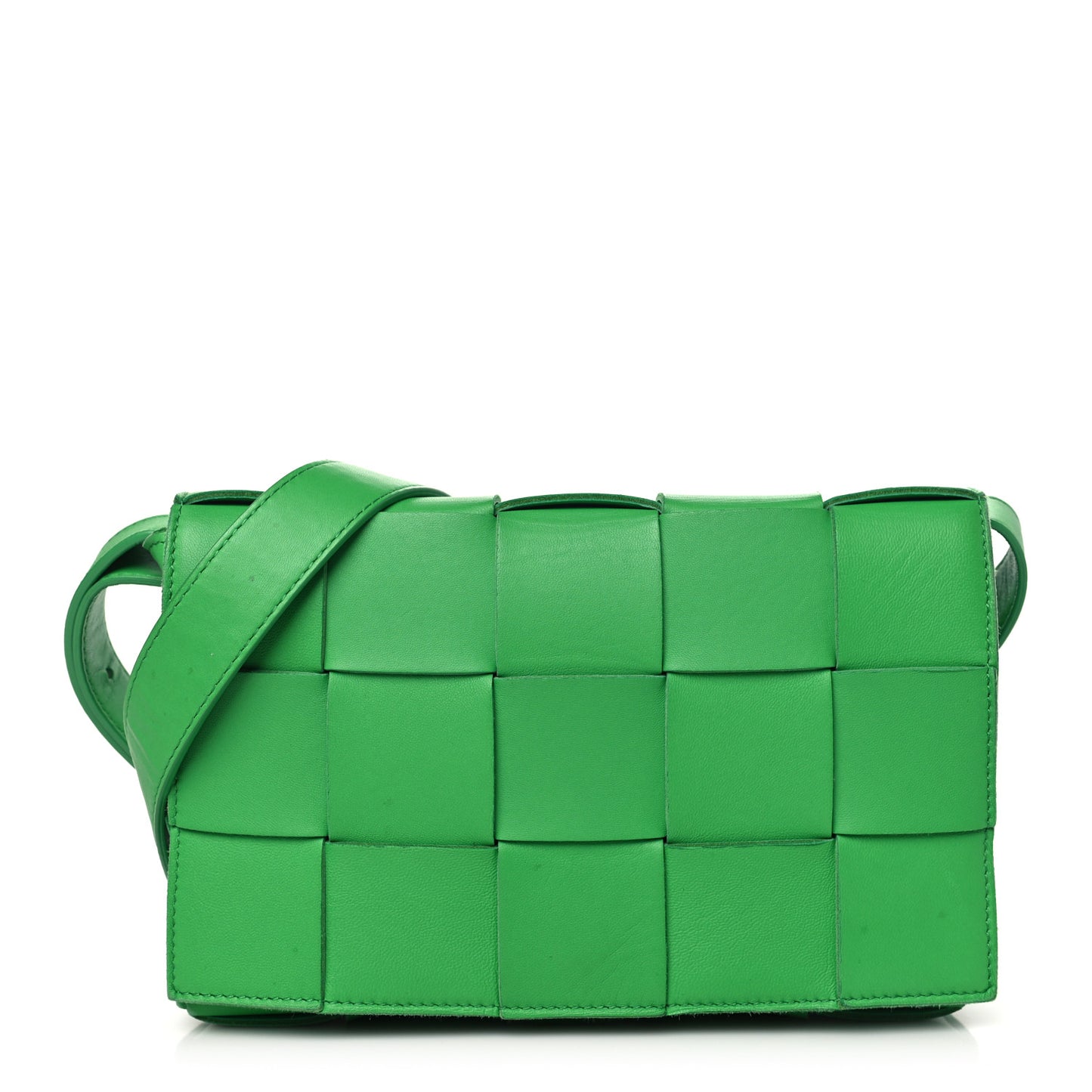 Lambskin Maxi Intrecciato Cassette Crossbody Bag Grass