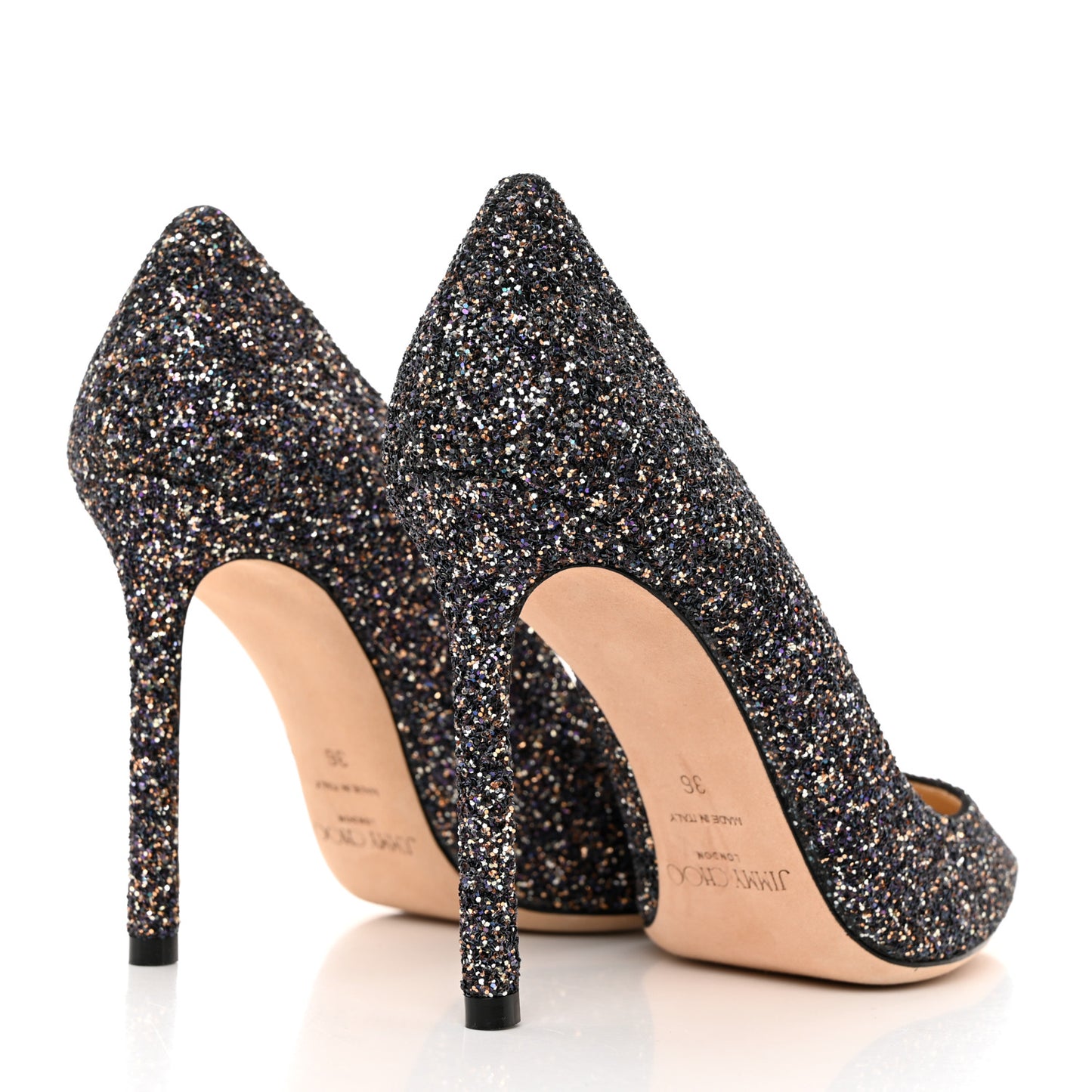 Coarse Glitter Degrade Pointy Toe Romy 100 Pumps 36 Black