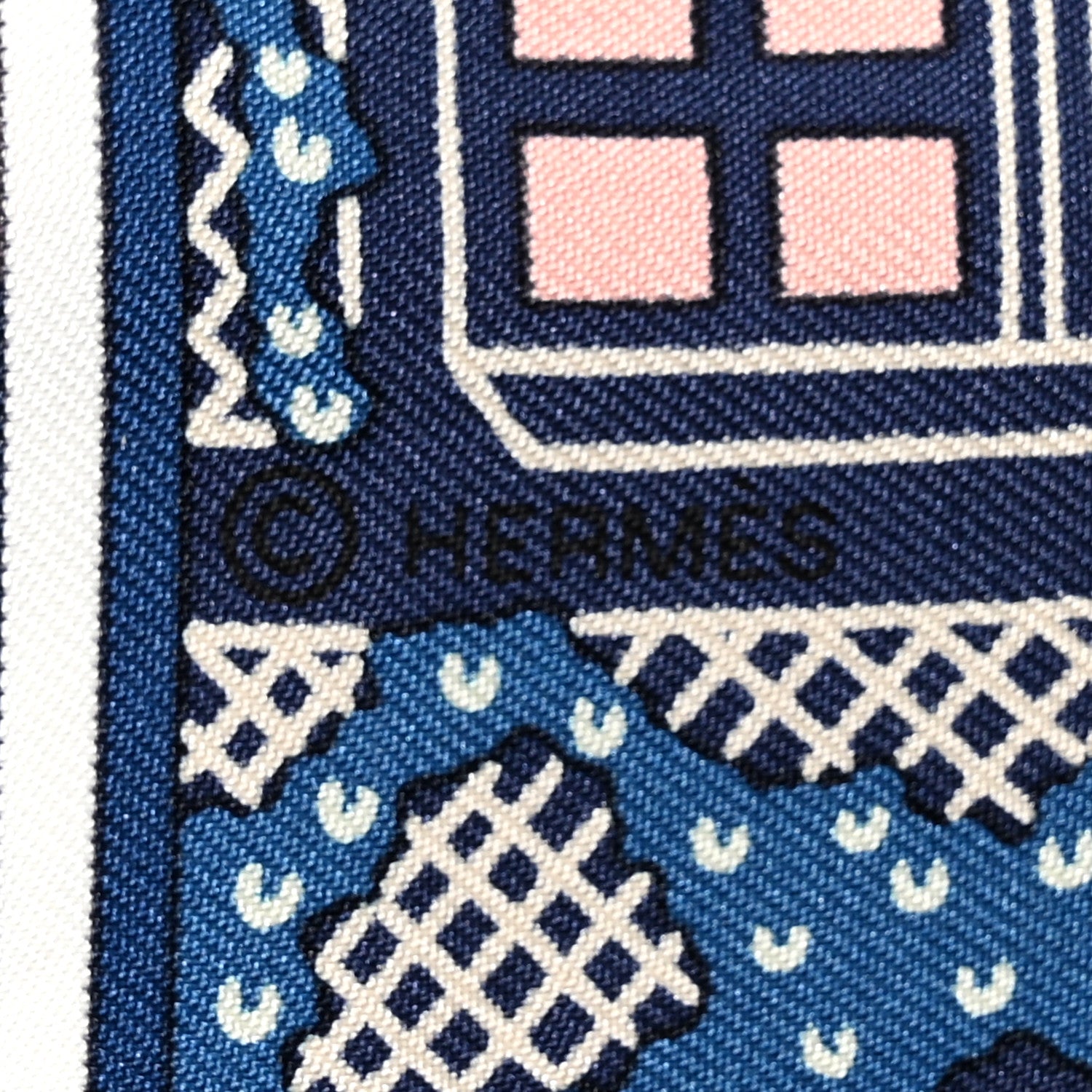 Hermes Silk Objets de Curiosite Scarf 90 Marine Rose Poudre 4 of 5