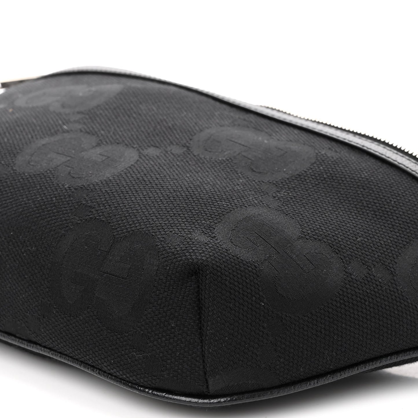 Monogram Jumbo GG Textured Dollar Calfskin Web Belt Bag Black