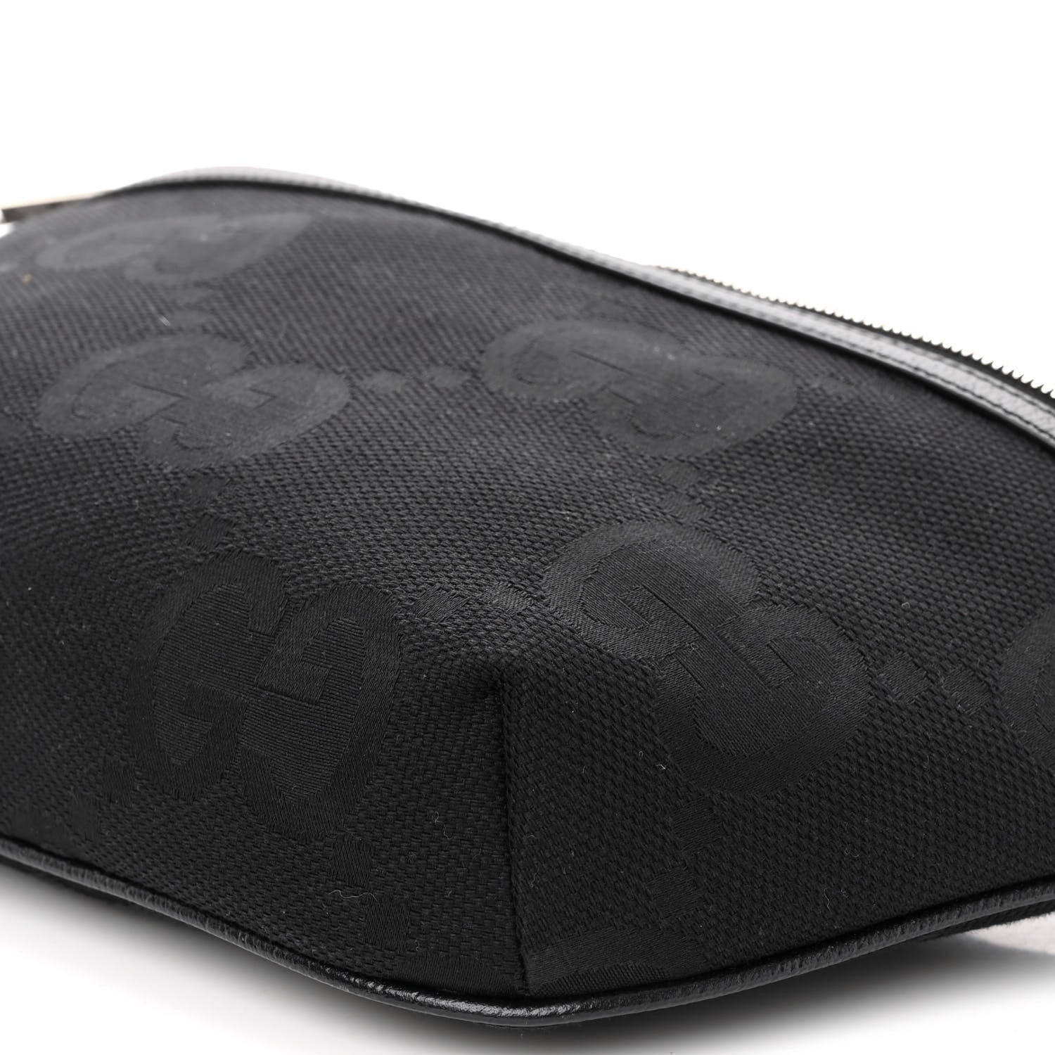 Gucci Monogram Jumbo GG Textured Dollar Calfskin Web Belt Bag Black 9 of 10