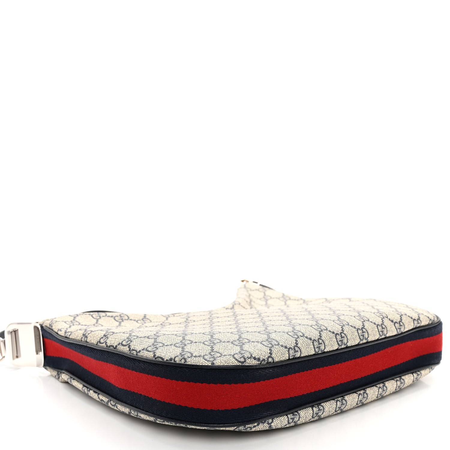 Gucci GG Supreme Monogram Textured Calfskin Web Large Attache Shoulder Bag Beige Blue 4 of 9