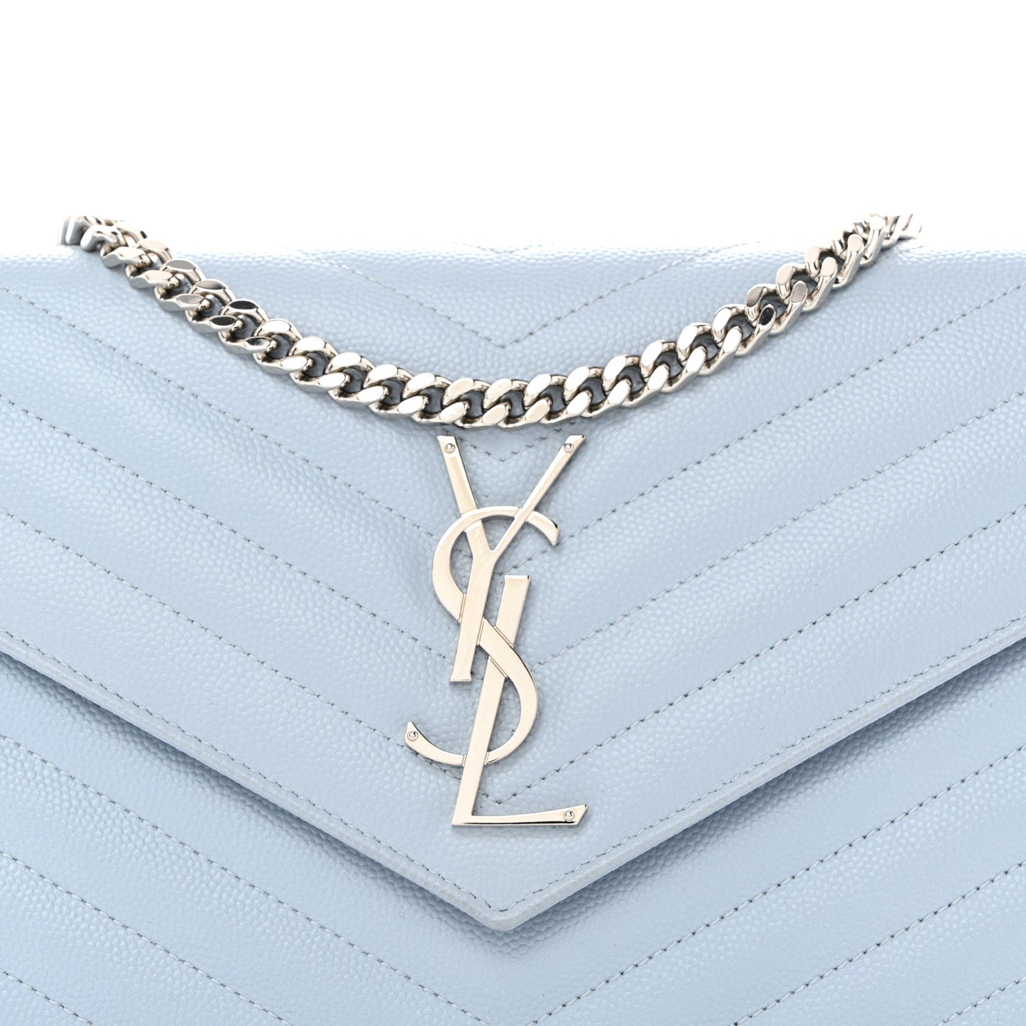 Grain De Poudre Matelasse Chevron Monogram Chain Wallet Sugar Paper
