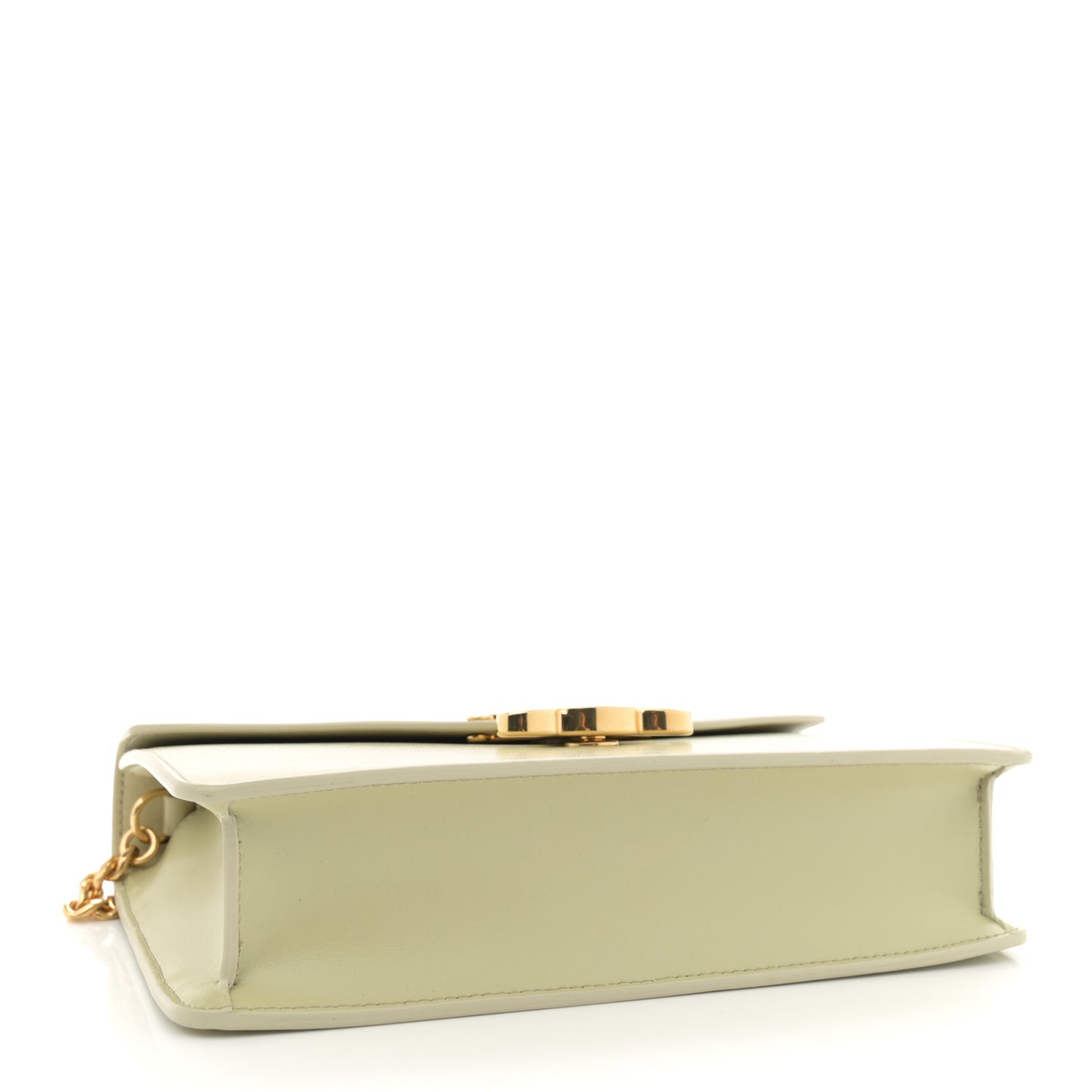 Shiny Calfskin Triomphe Margo Wallet on Chain Almond Green