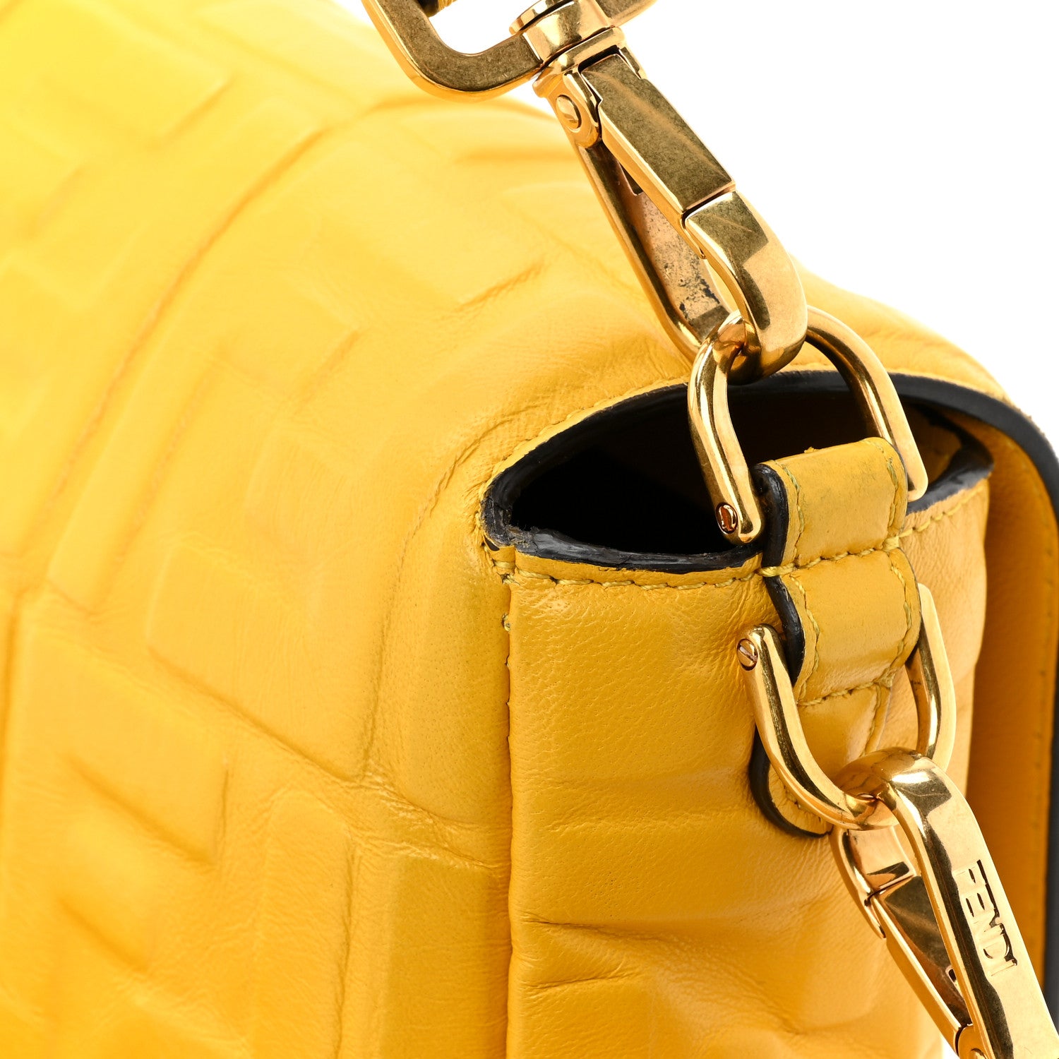 Fendi Nappa FF 1974 Embossed Baguette Mimosa 11 of 15
