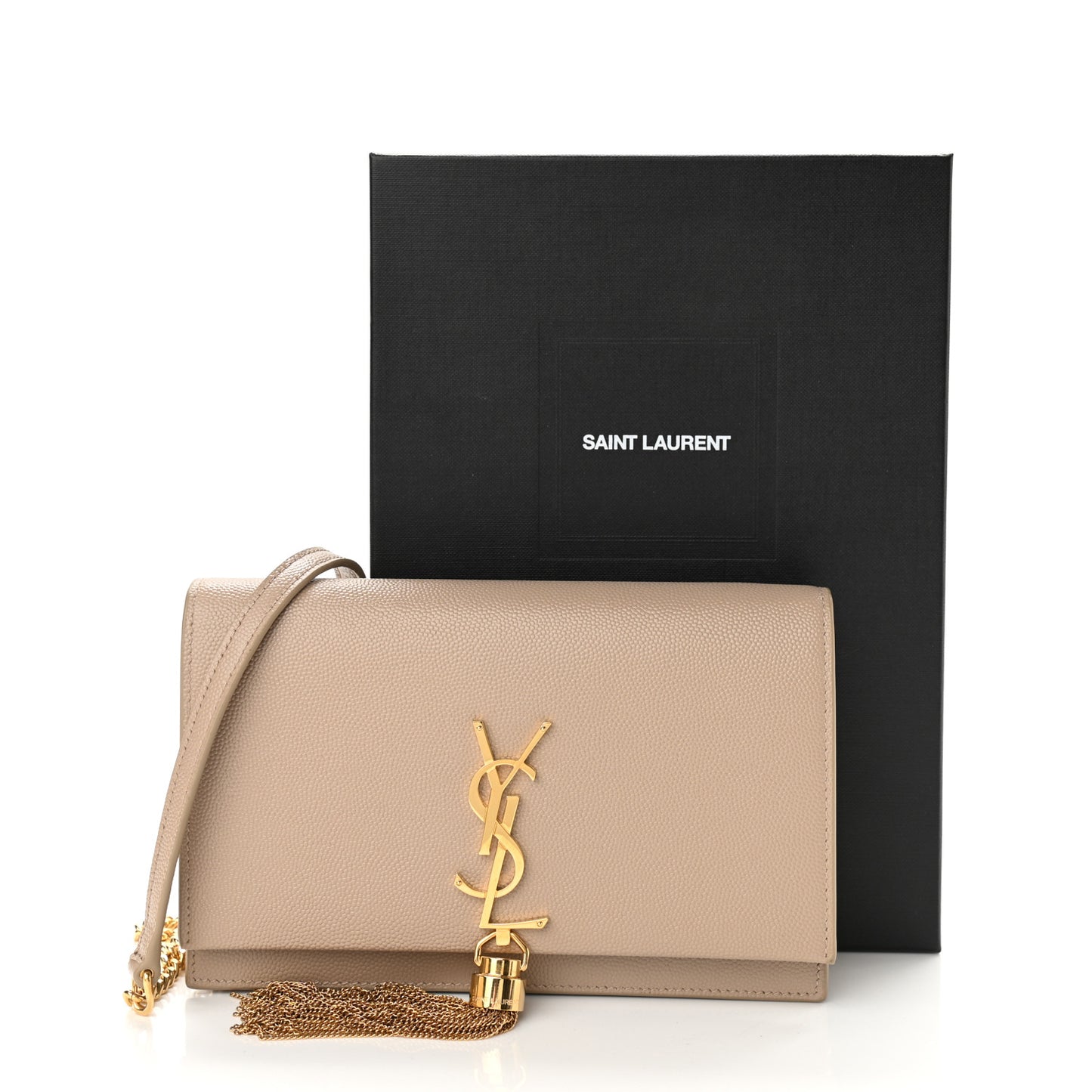 Grain De Poudre Classic Monogram Kate Tassel Chain Wallet Dark Beige