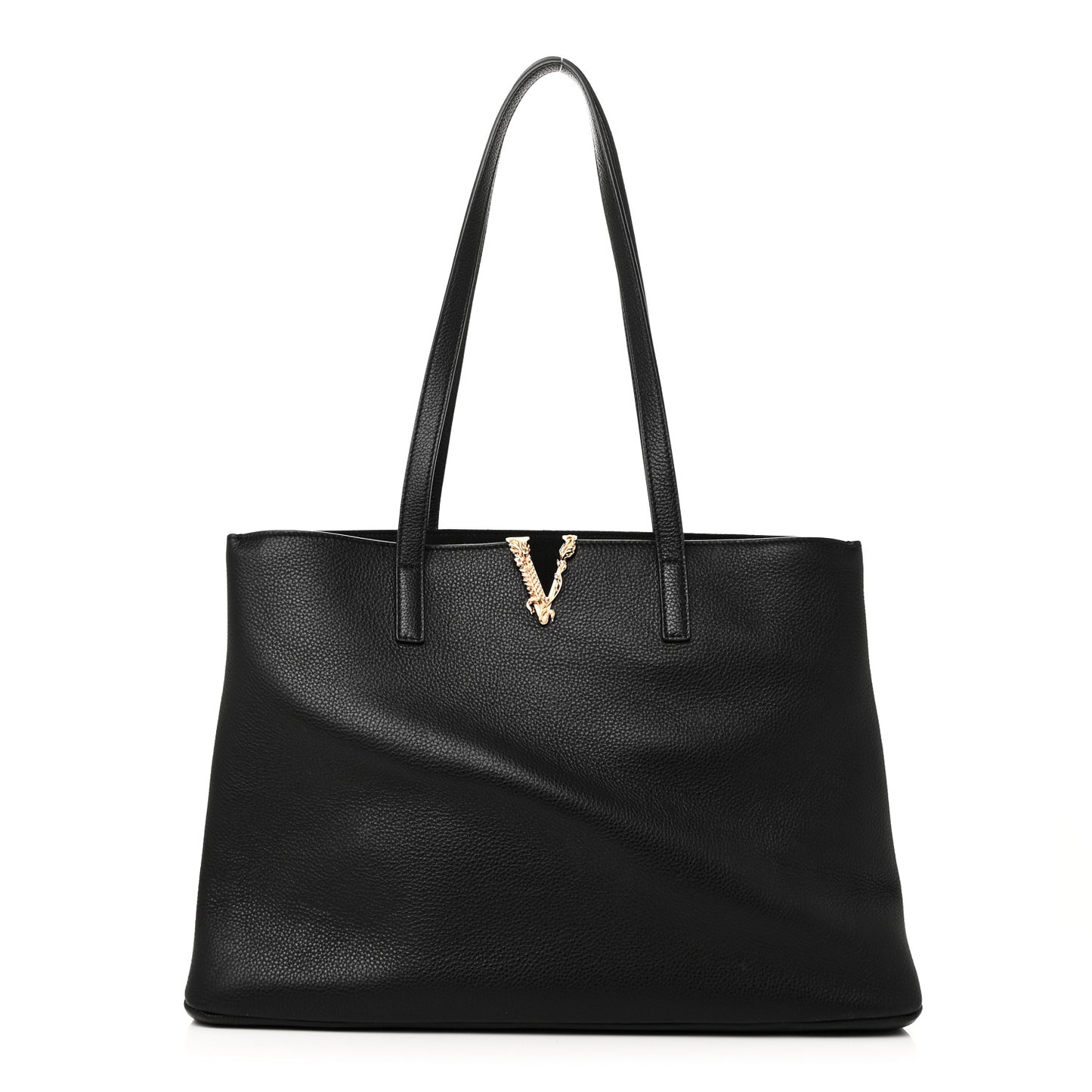Grained Calfskin Virtus V Tote Black