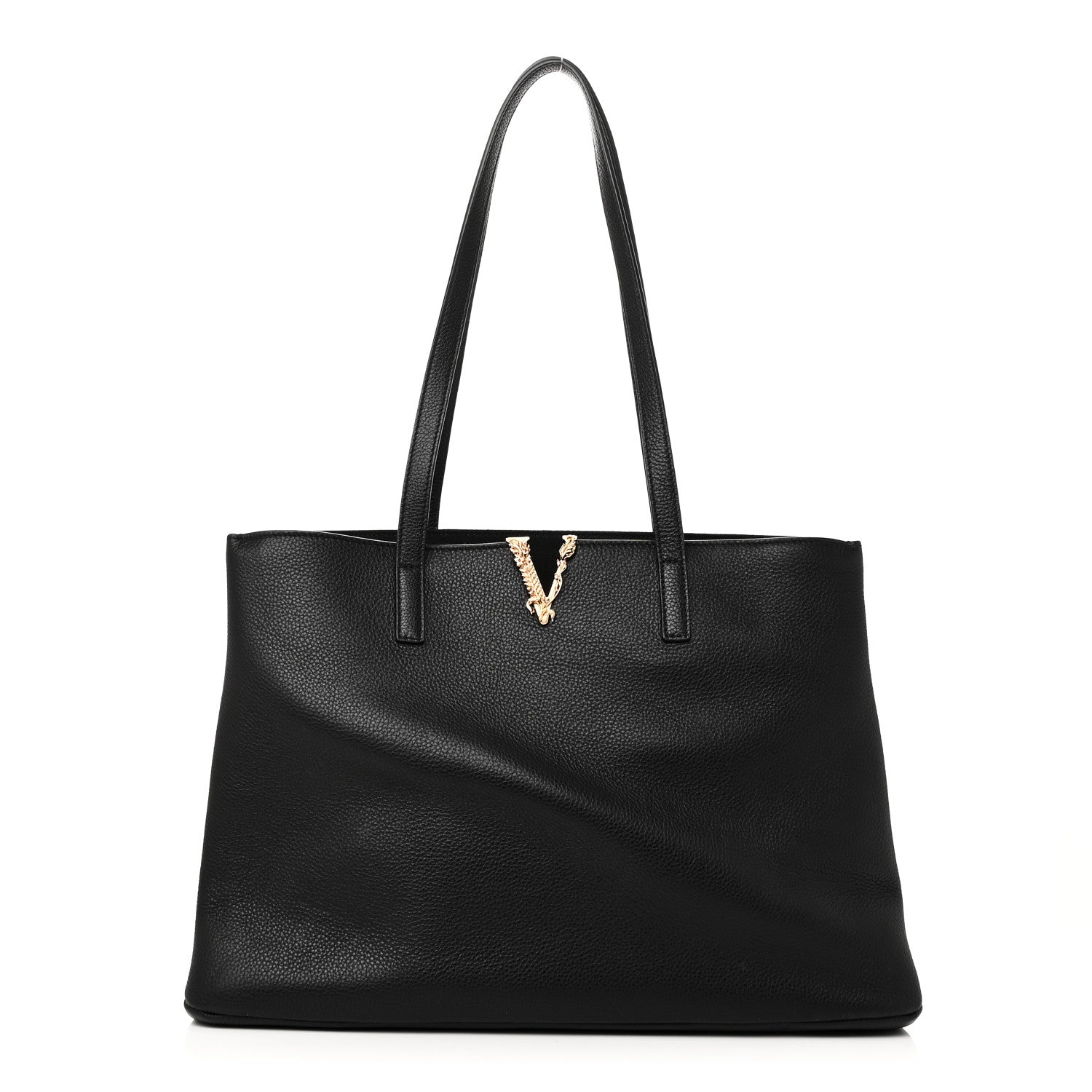 Versace Grained Calfskin Virtus V Tote Black 1 of 9