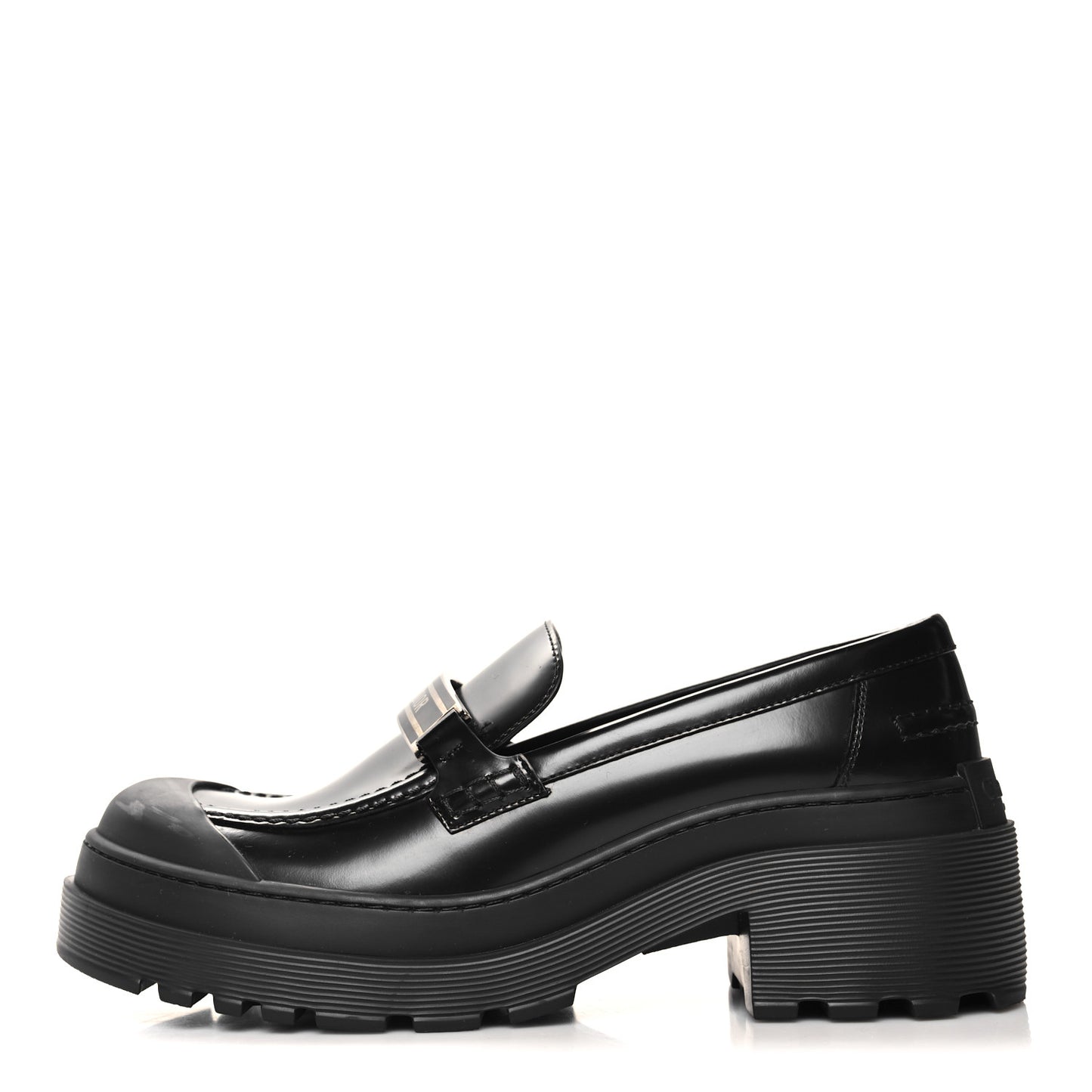 Brushed Calfskin Dior Code Lug Sole Platform 35mm Loafers 40 Black
