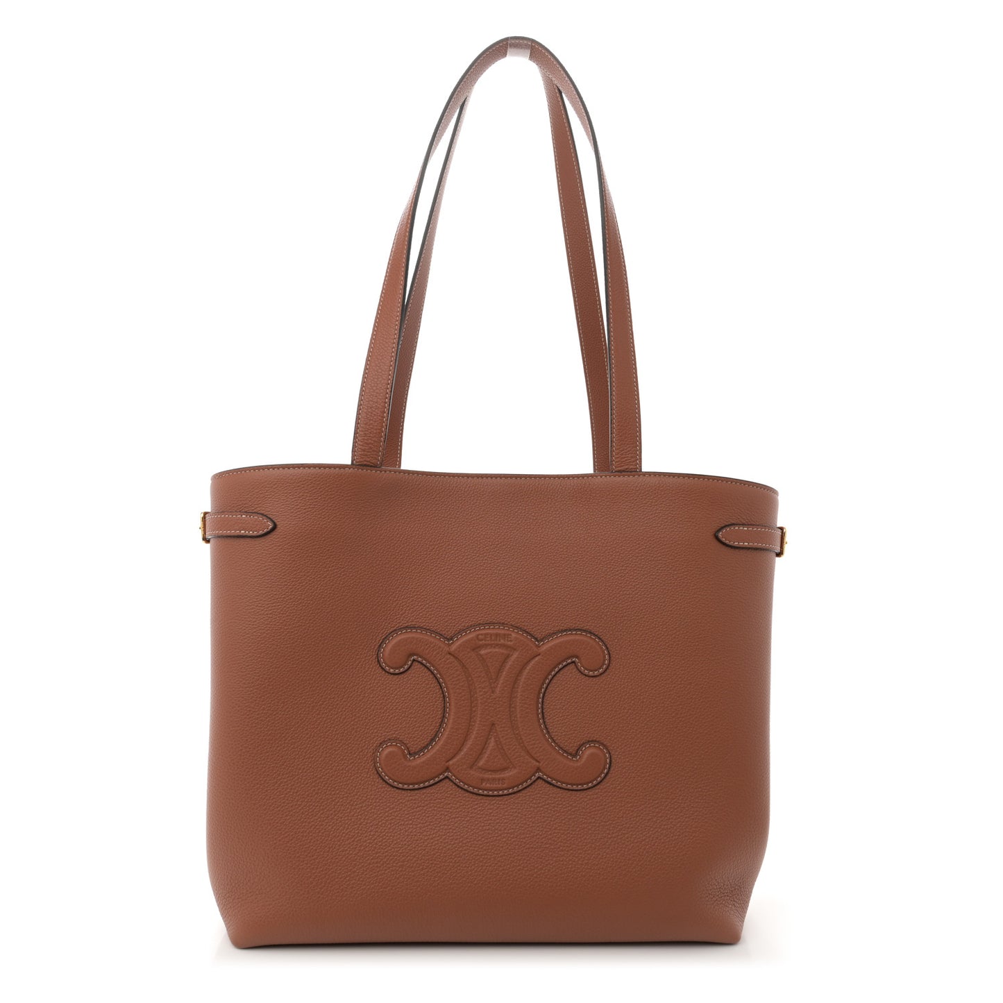 Grained Calfskin Triomphe Medium Cabas Anais Tan