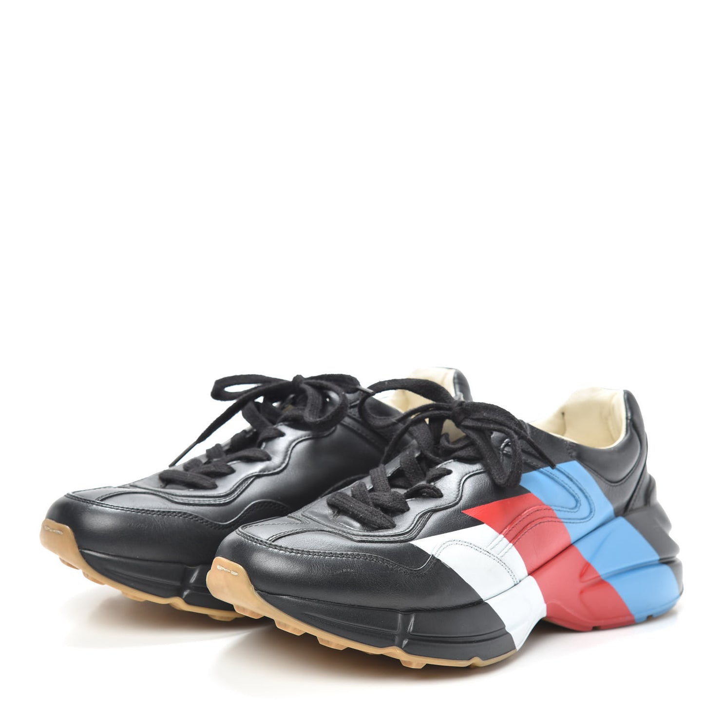 Calfskin Web Printed Mens Rhyton Sneakers 6 Black