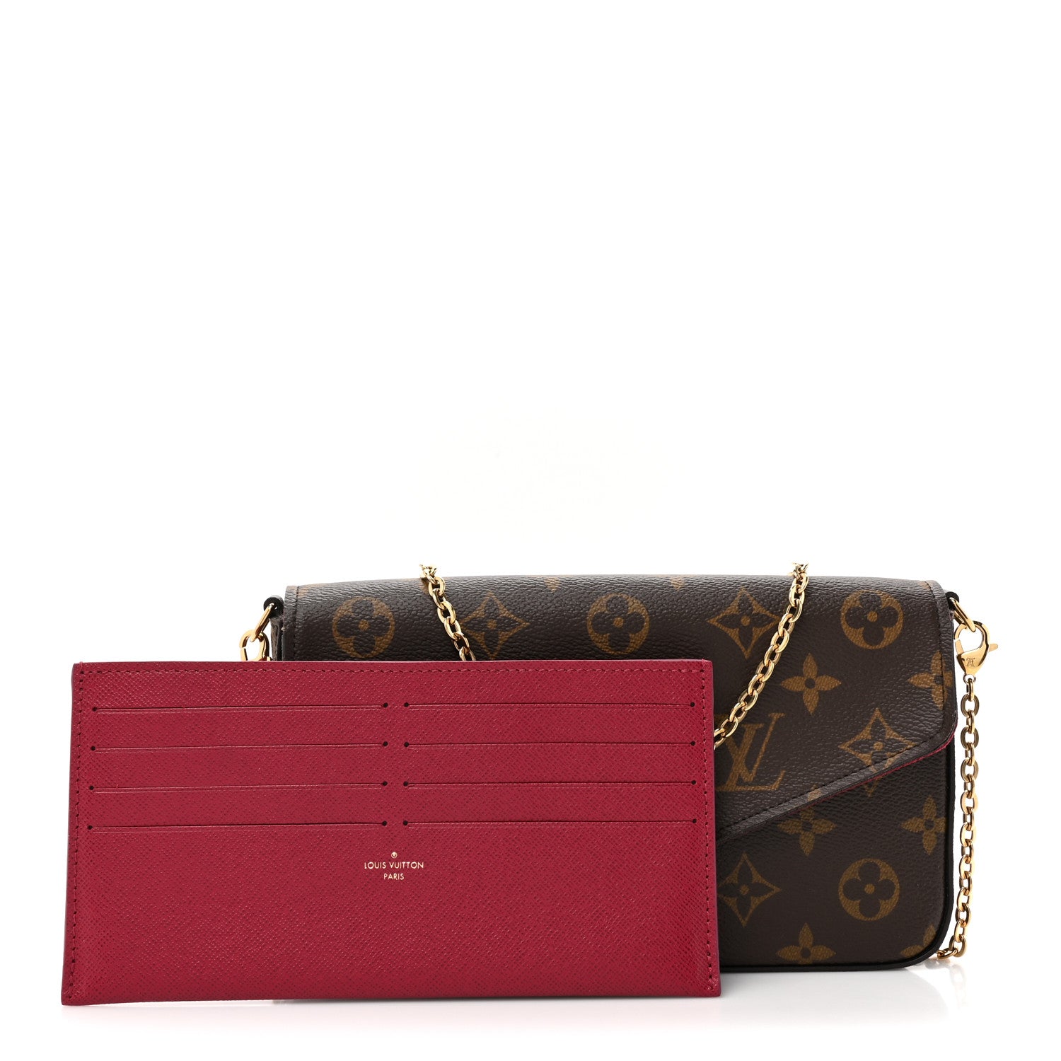 Louis Vuitton Monogram Pochette Felicie Chain Wallet Fuchsia 3 of 14