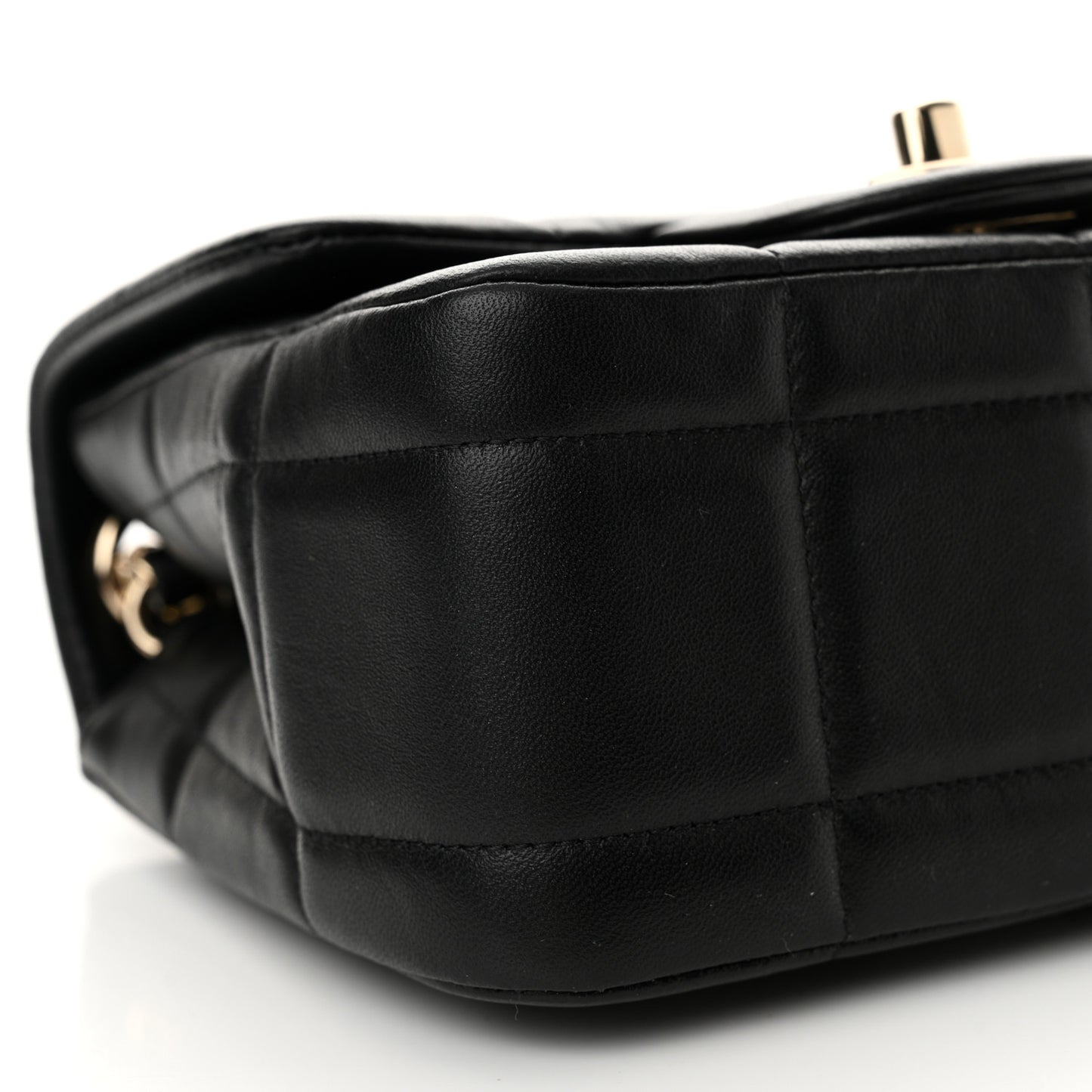 Lambskin Resin Crystal Square Quilted Mini Monacoco Flap Black