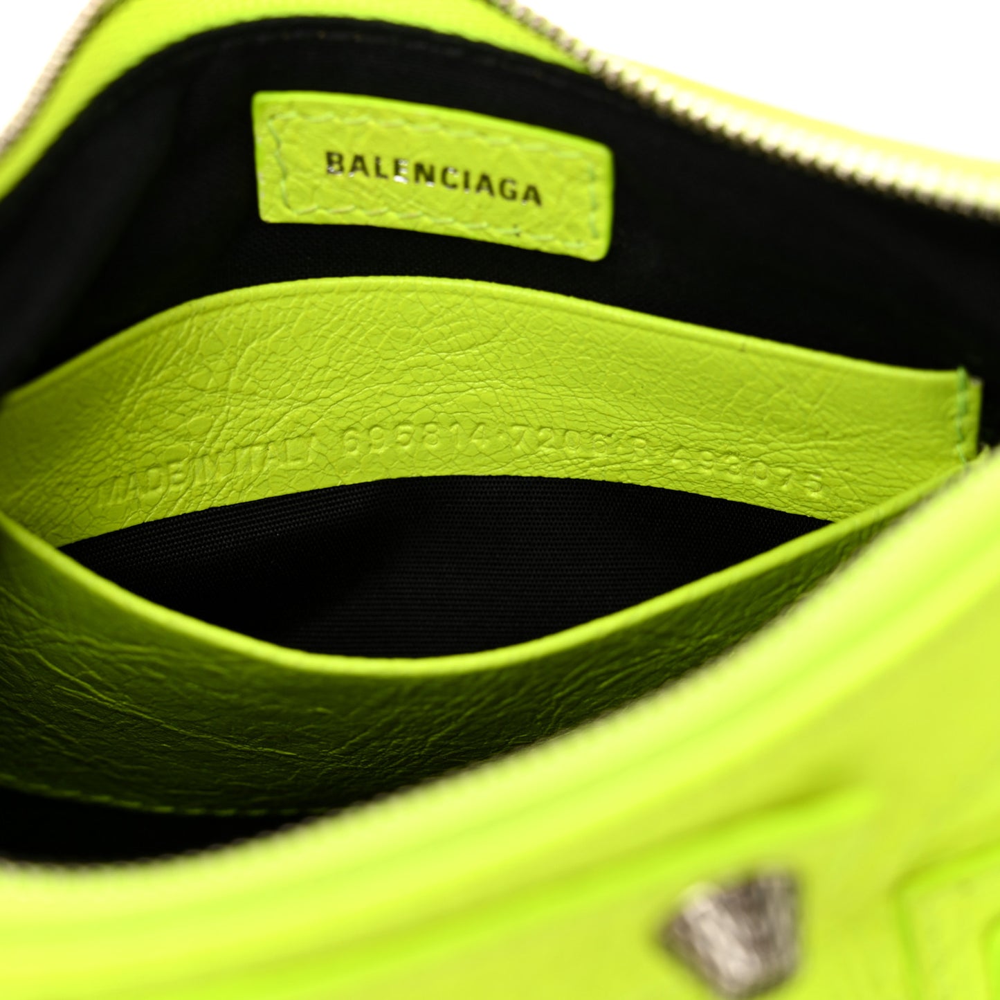 Agneau Arena Le Cagole Chain Shoulder Bag XS Fluo Yellow