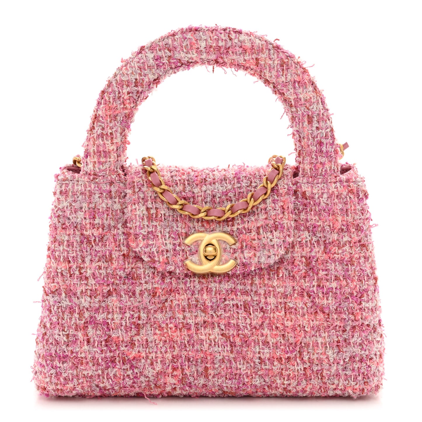 Tweed Quilted Nano Kelly Shopper Pink