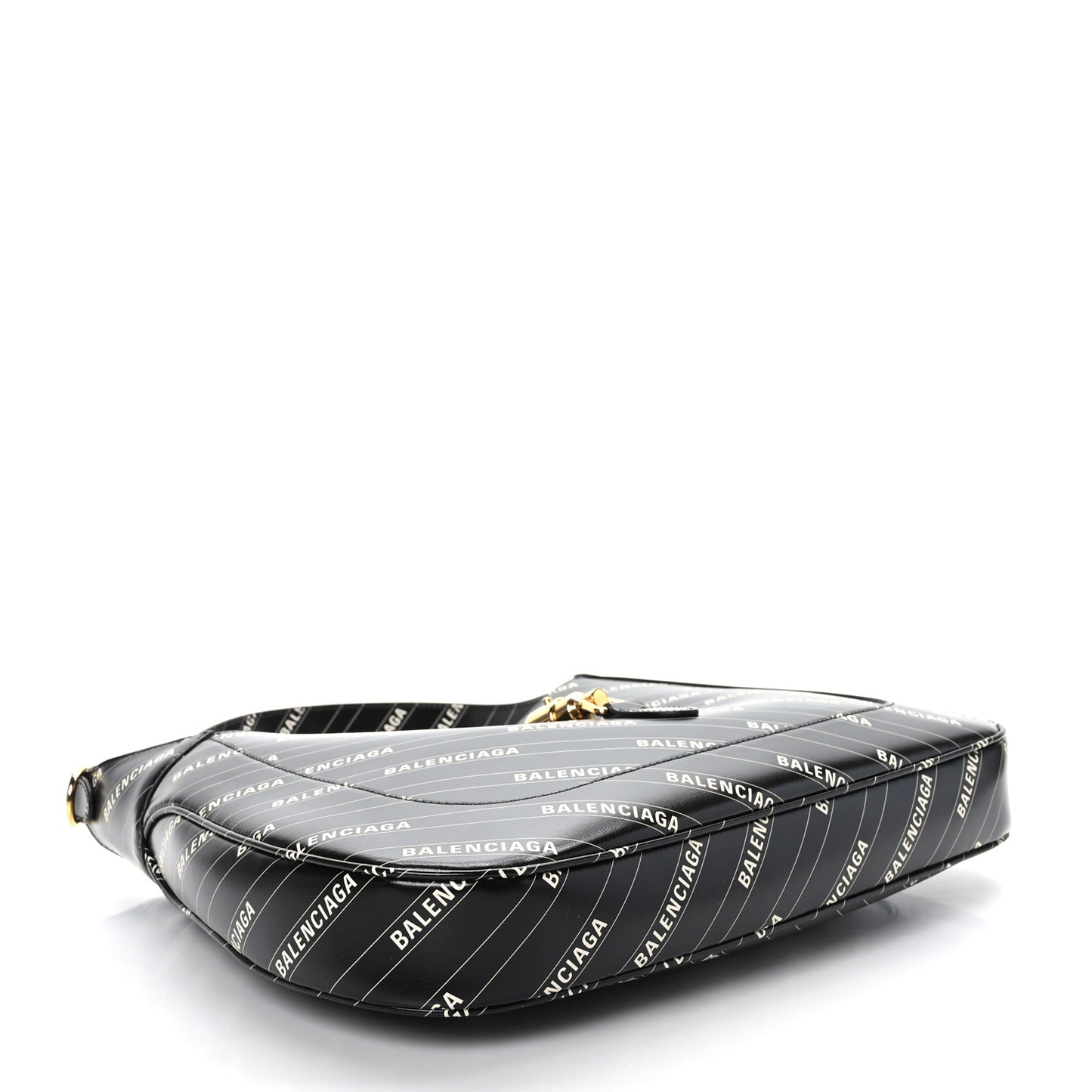 X BALENCIAGA Calfskin Logo Print Medium Jackie 1961 Hobo Black