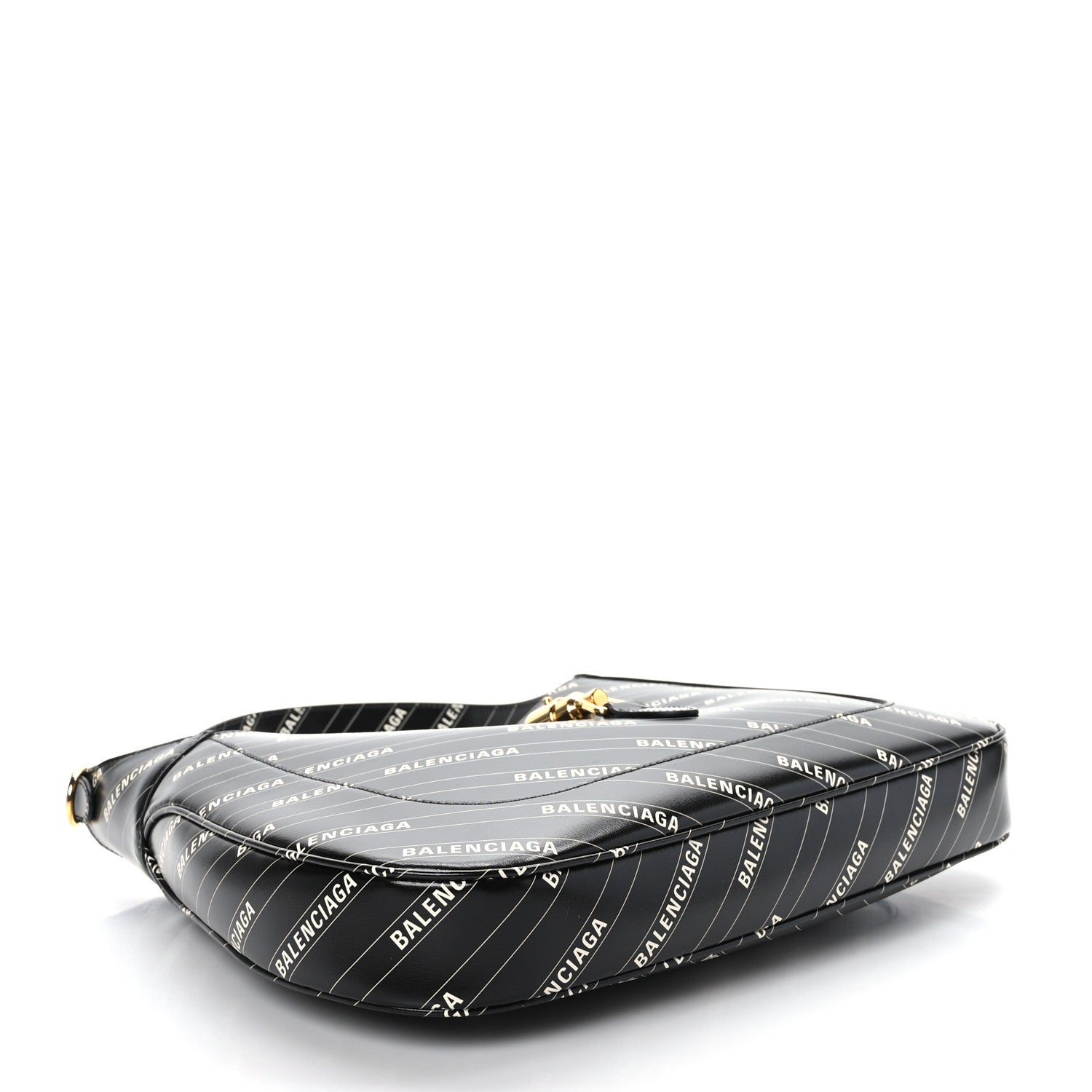 Gucci X BALENCIAGA Calfskin Logo Print Medium Jackie 1961 Hobo Black 4 of 9