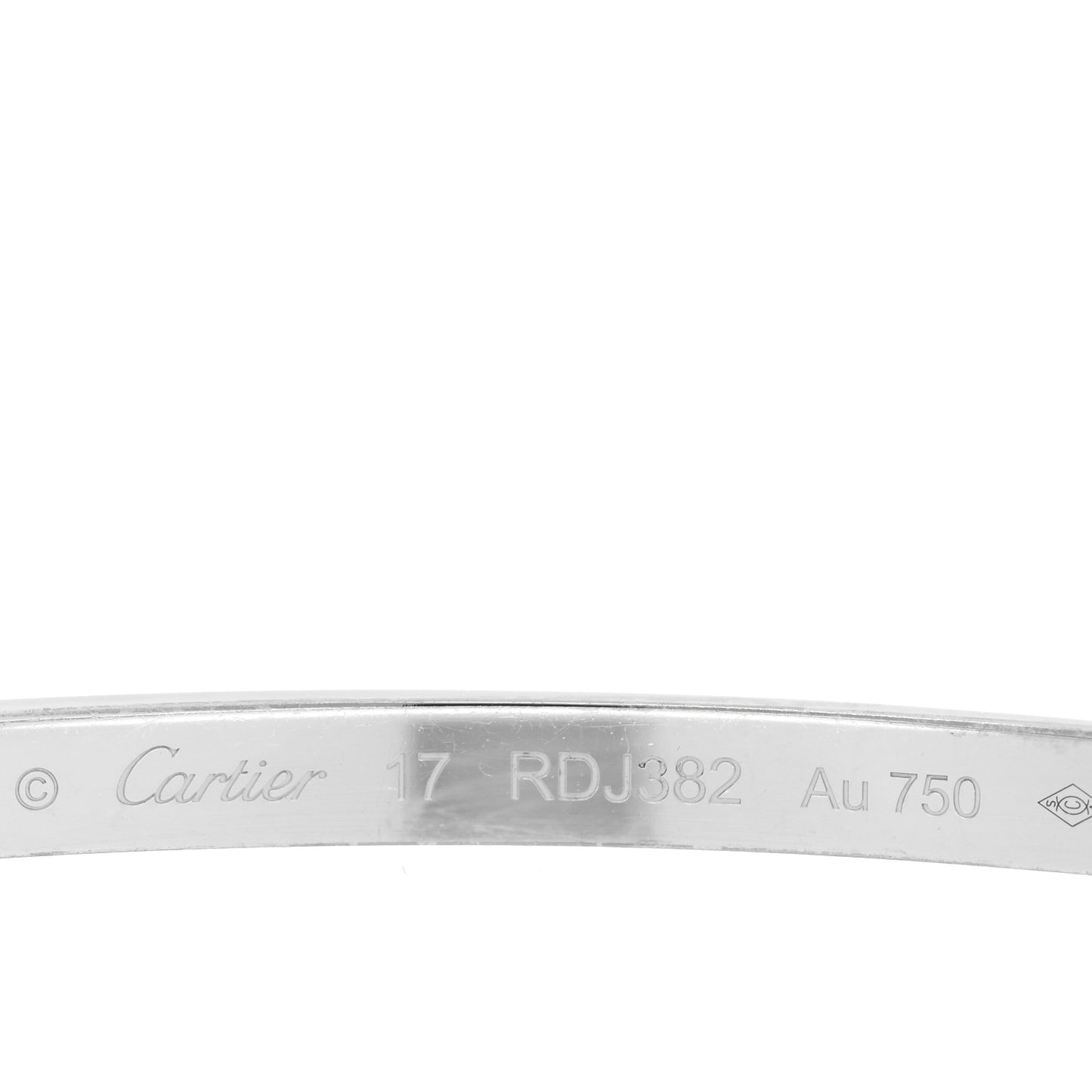 18K White Gold 6 Diamond Small LOVE Bracelet 17