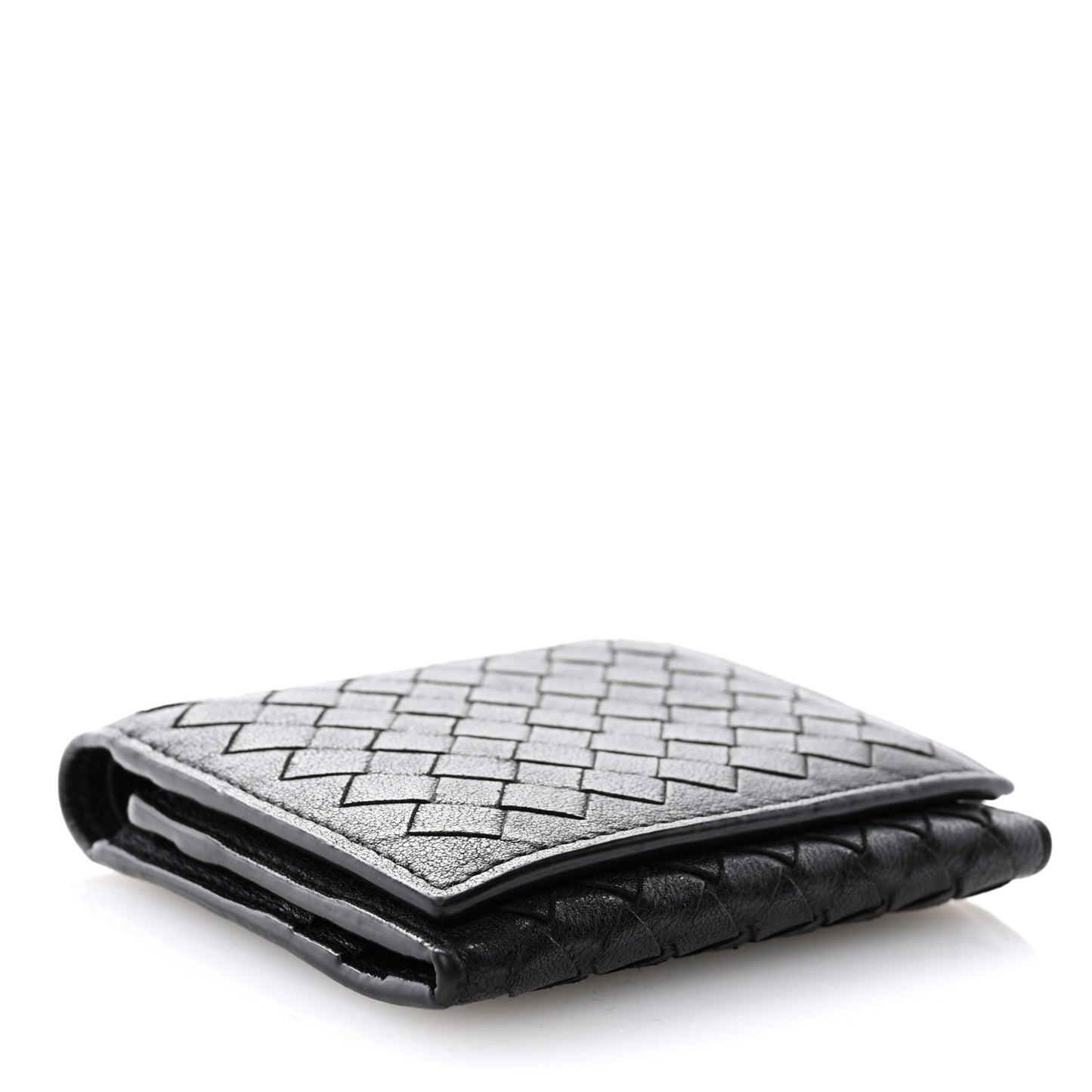 Nappa Intrecciato Tri-Fold Wallet Black