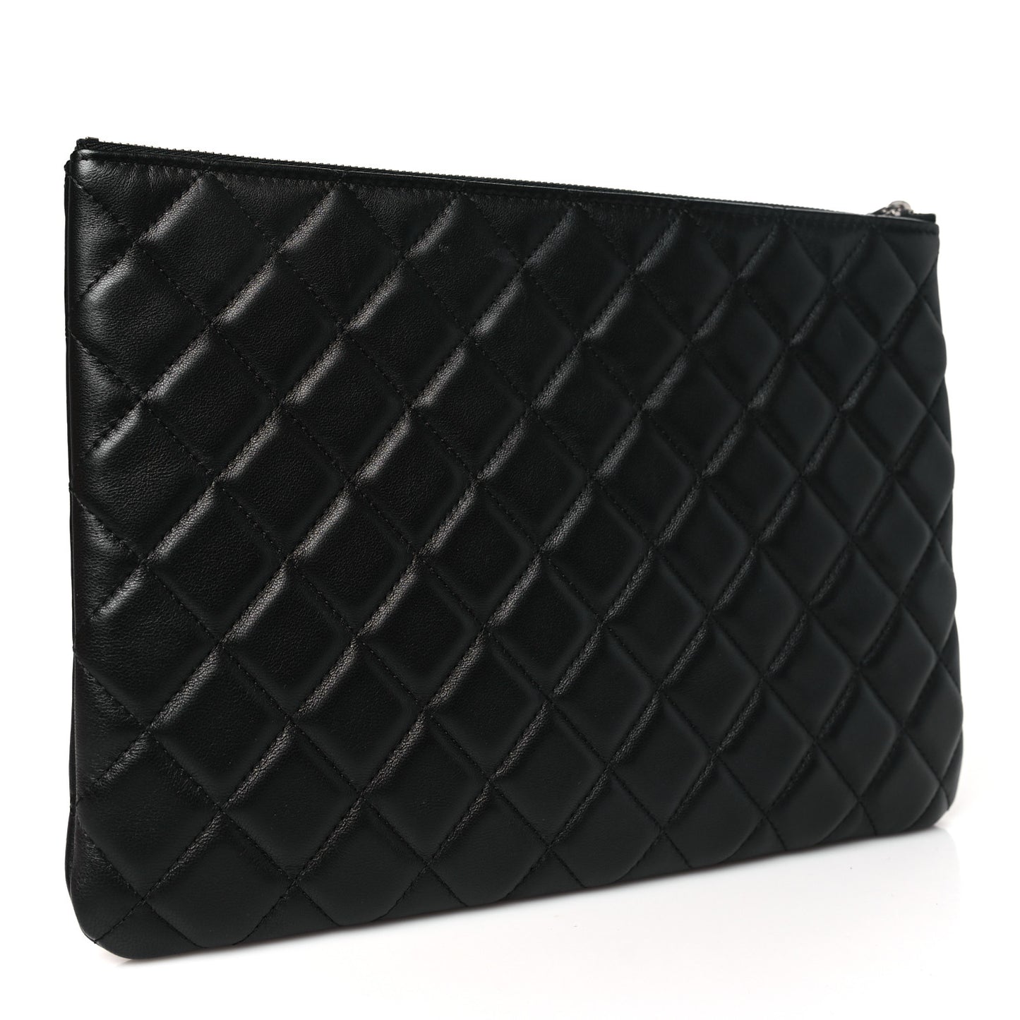 Lambskin Quilted Medium Cosmetic Case Black