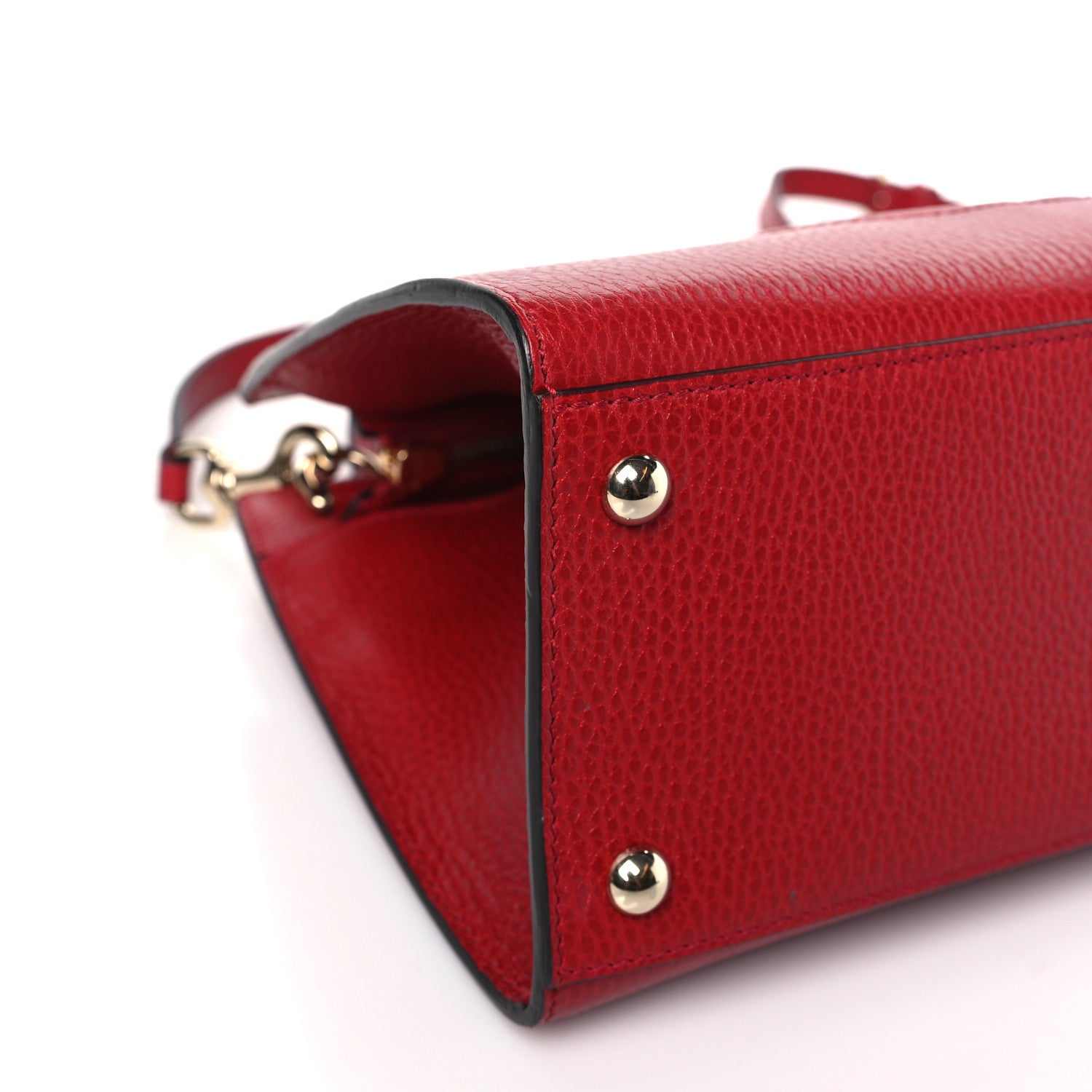 Gucci Dollar Calfskin Medium Soho Top Handle Satchel Hibiscus Red 8 of 9