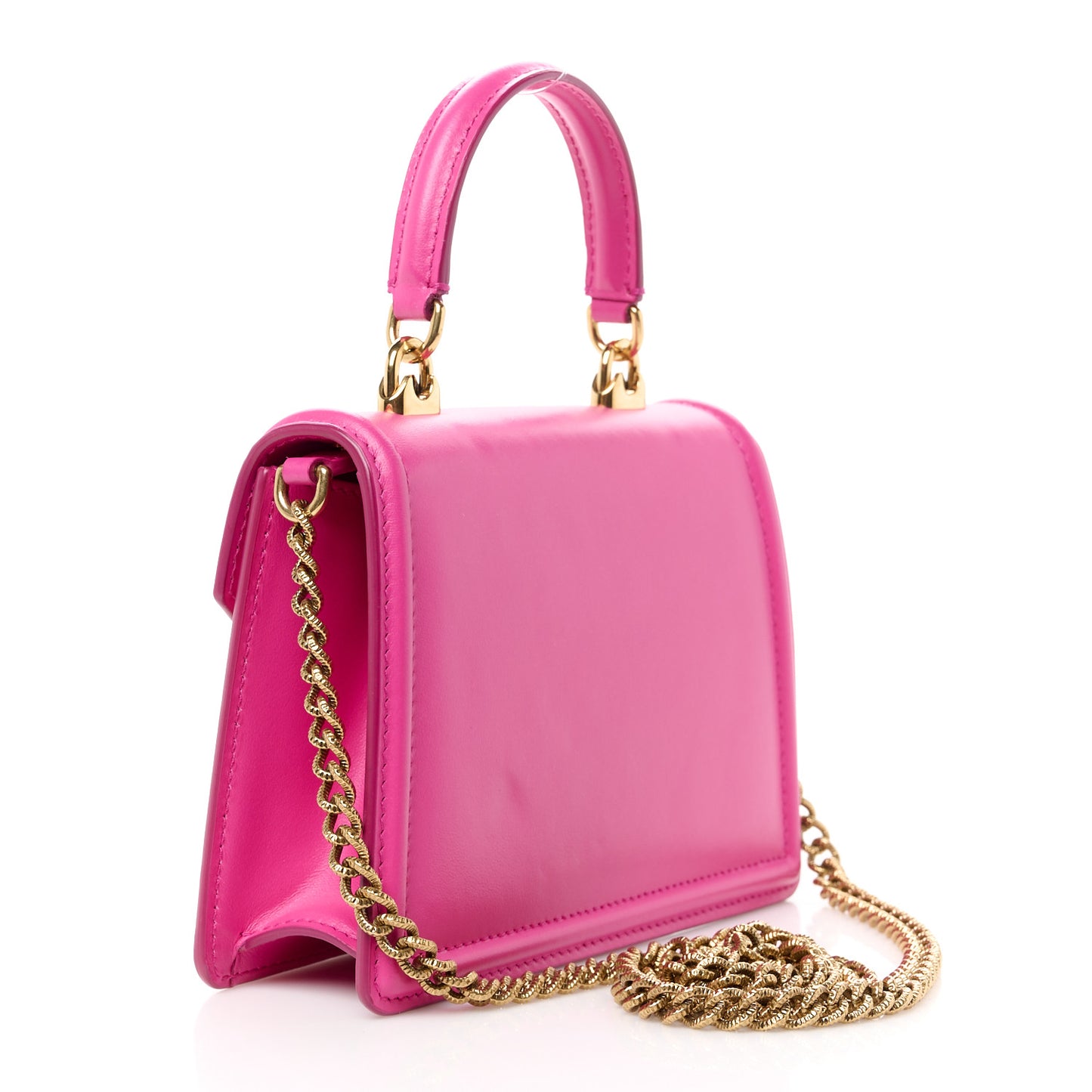 DOLCE GABBANA Smooth Calfskin Small Devotion Envelope Top Handle Bag Pink