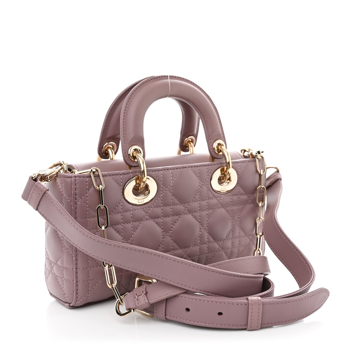 Lambskin Cannage Small Lady D-Joy Peony Pink