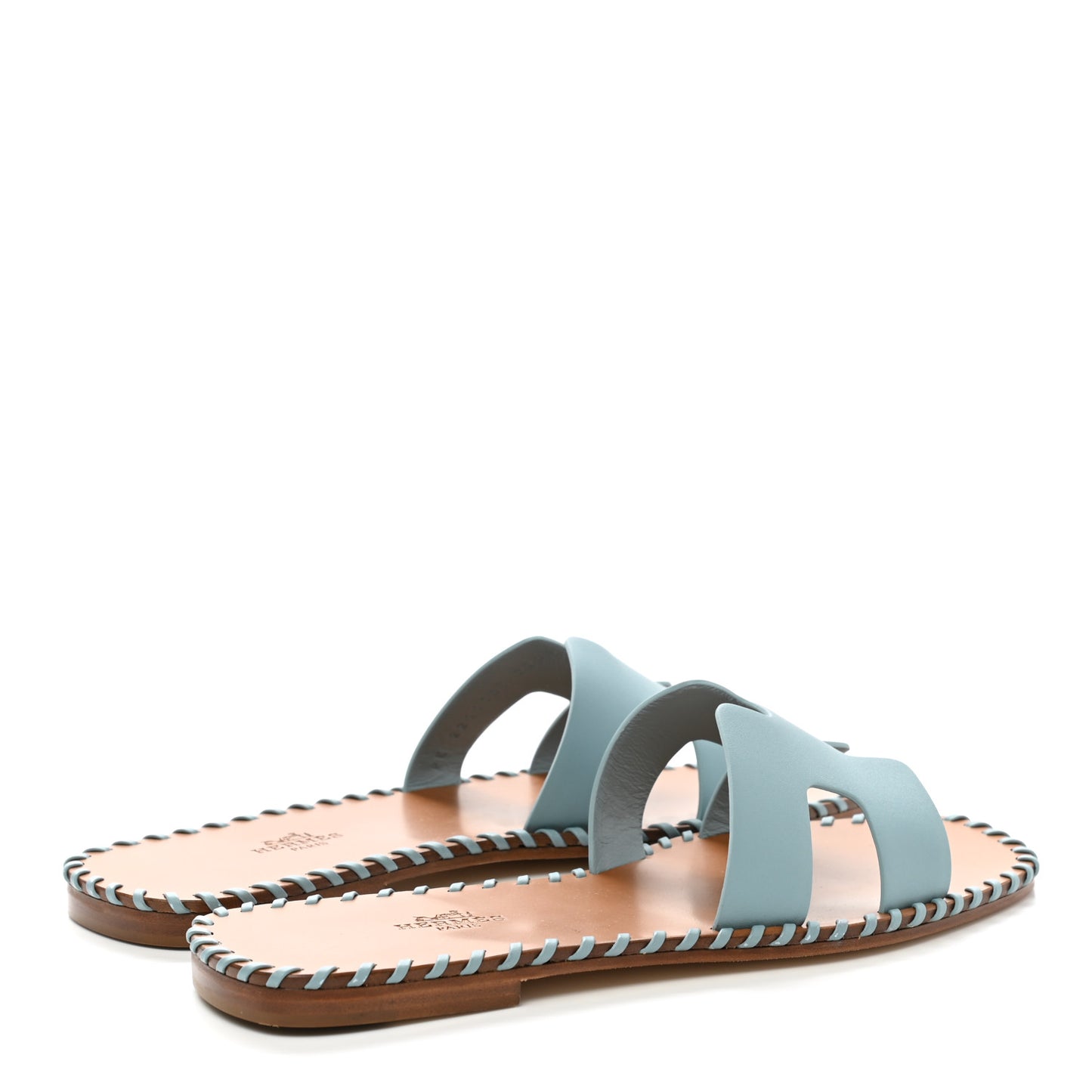 Box Calfskin Braided Oran Sandals 36.5 Vert D'Eau