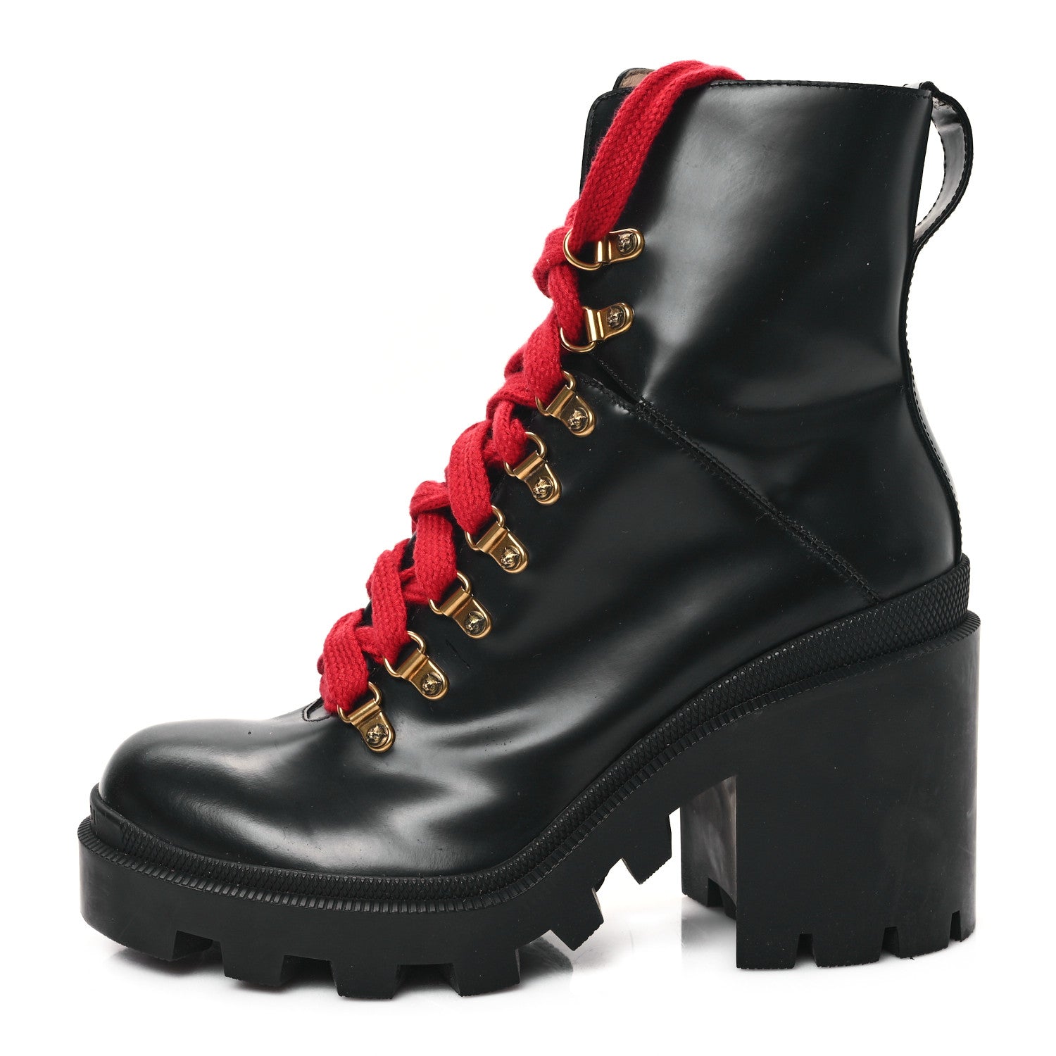 Gucci Magnum Calfskin Pearl Lace Up Combat Ankle Boots 39 Black 1 of 10