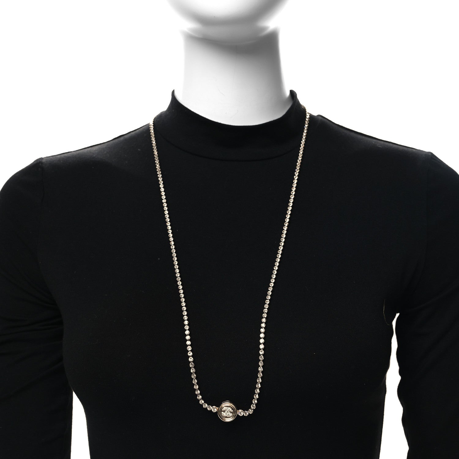 Chanel Crystal CC Chain Short Necklace Gold 2 of 5