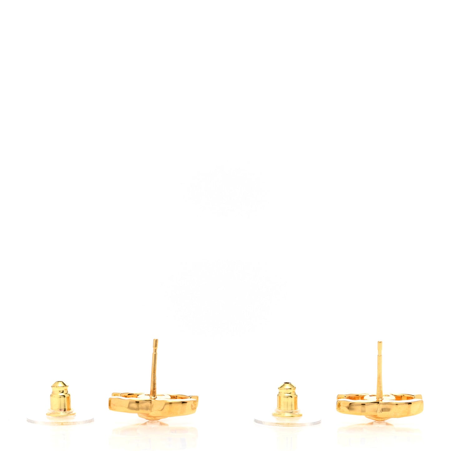 Crystal Studded CC Earrings Gold