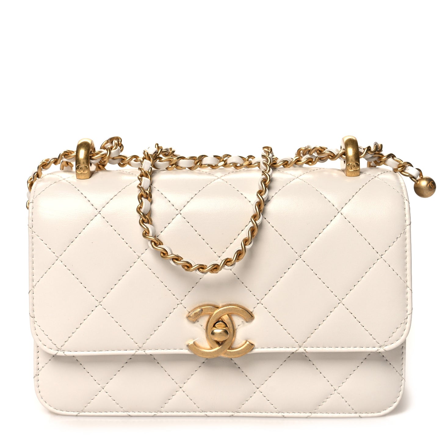 Calfskin Quilted Mini Perfect Fit Flap White