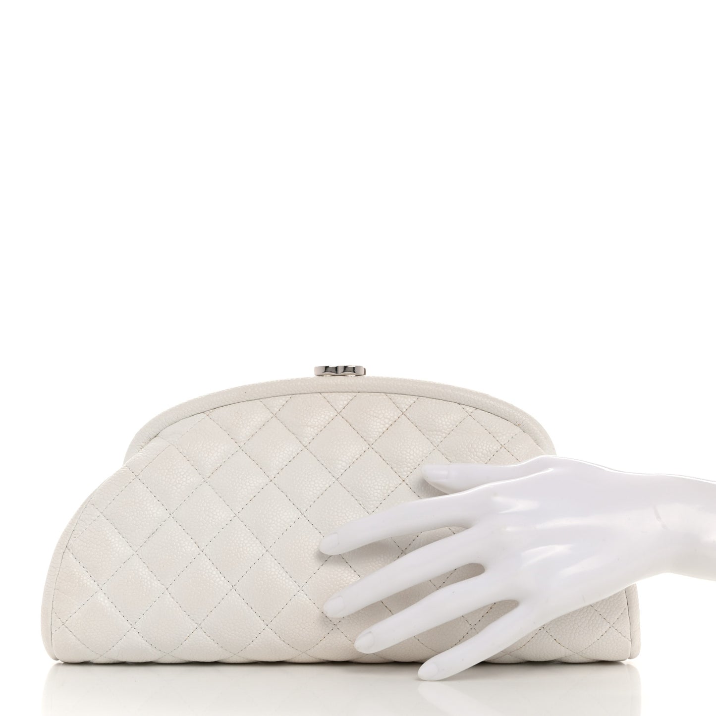 Caviar Quilted Timeless Clutch White