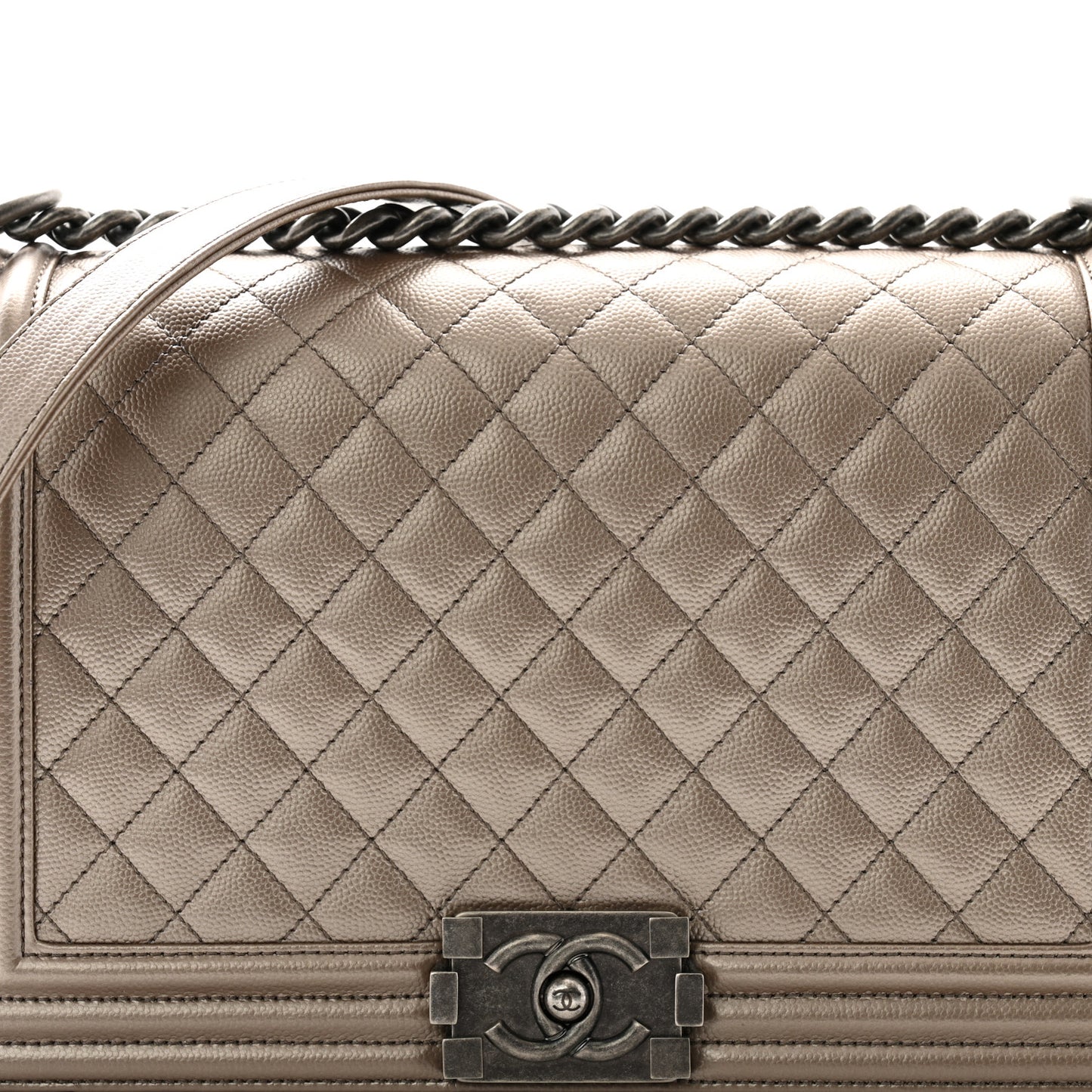 Metallic Caviar Quilted New Medium Boy Flap Copper